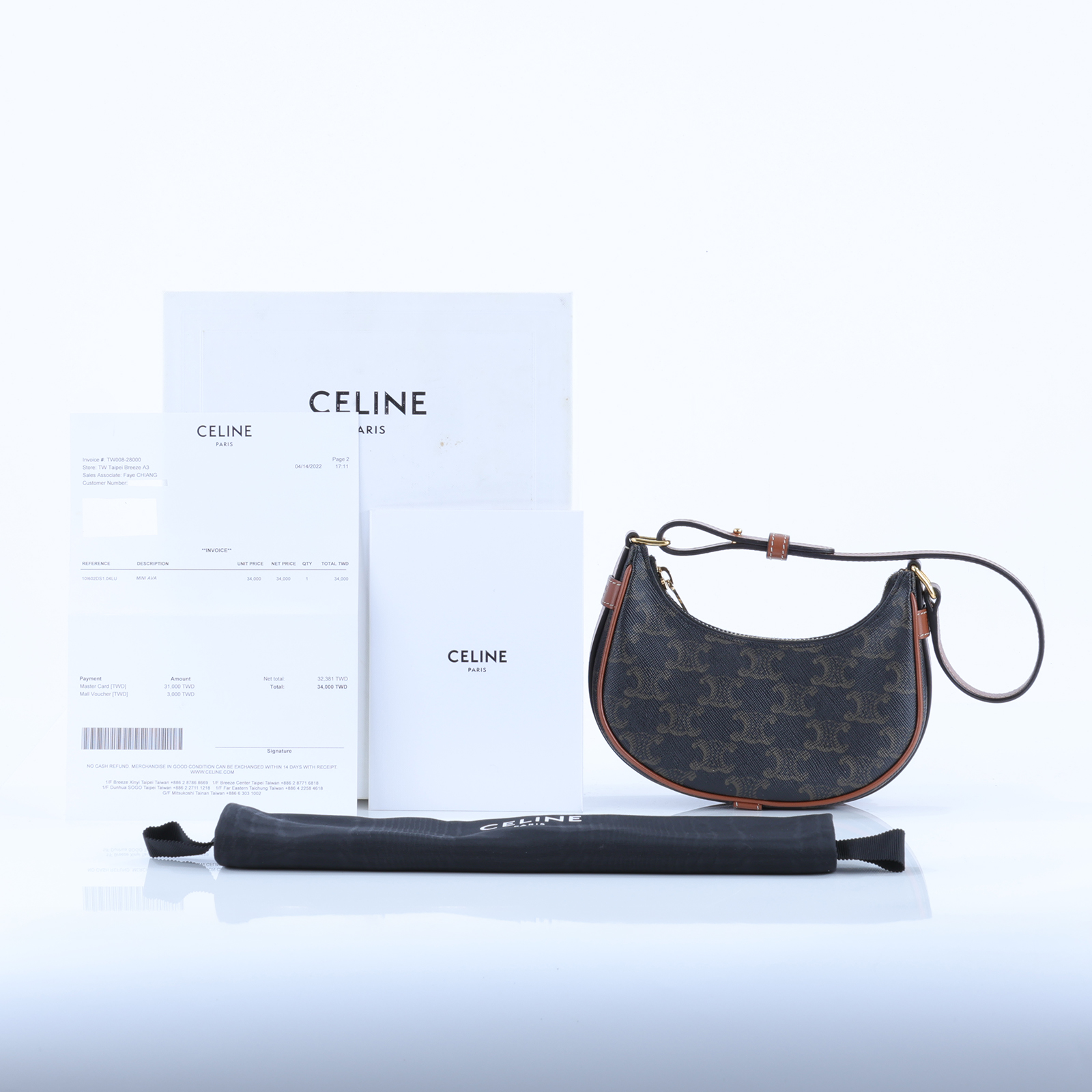 思琳 CELINE 平滑小牛皮 Ava 迷你型 肩背 手提包 10I602DS1 原花AVA肩背包MINI 原廠盒子/防塵袋/購買證明