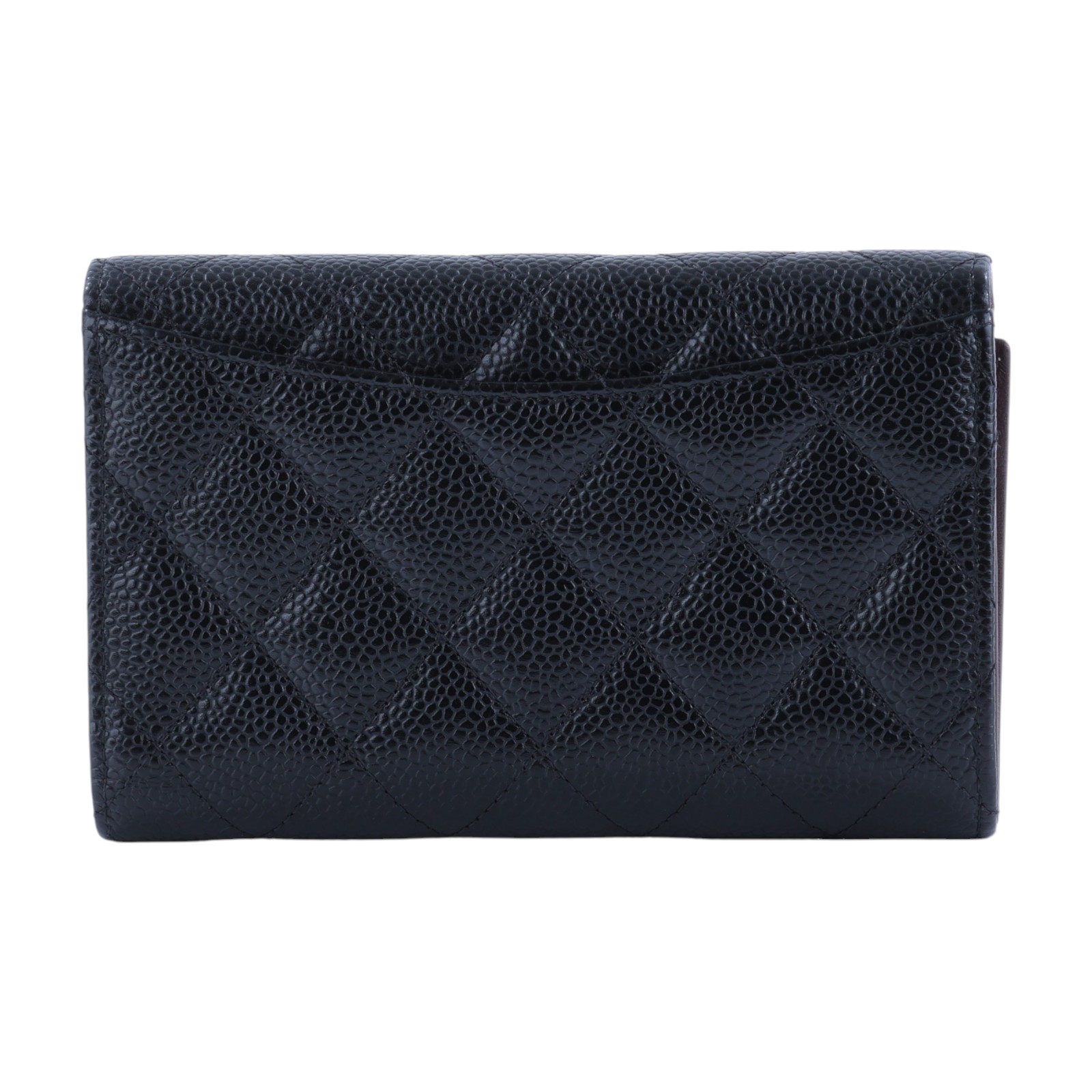 香奈兒 CHANEL 經典小香 菱格 荔枝紋 牛皮 銀釦 LOGO 中夾 AP0232 31開  黑荔枝三折中夾 原廠盒子/防塵袋/保證卡