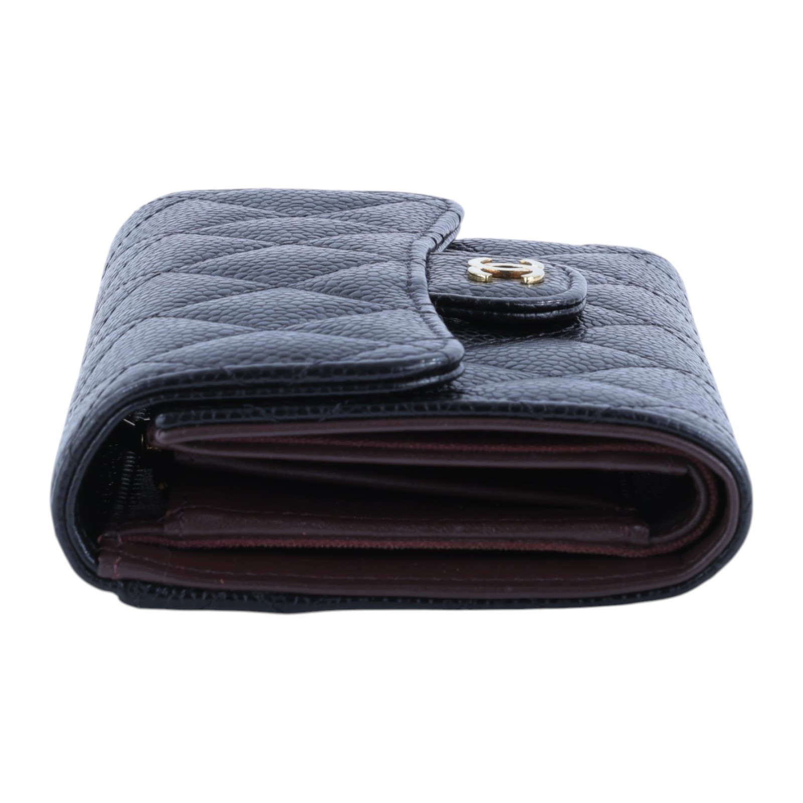 香奈兒 CHANEL 經典小香 菱格 荔枝紋 牛皮 銀釦 LOGO 中夾 AP0232 31開  黑荔枝三折中夾 原廠盒子/防塵袋/保證卡