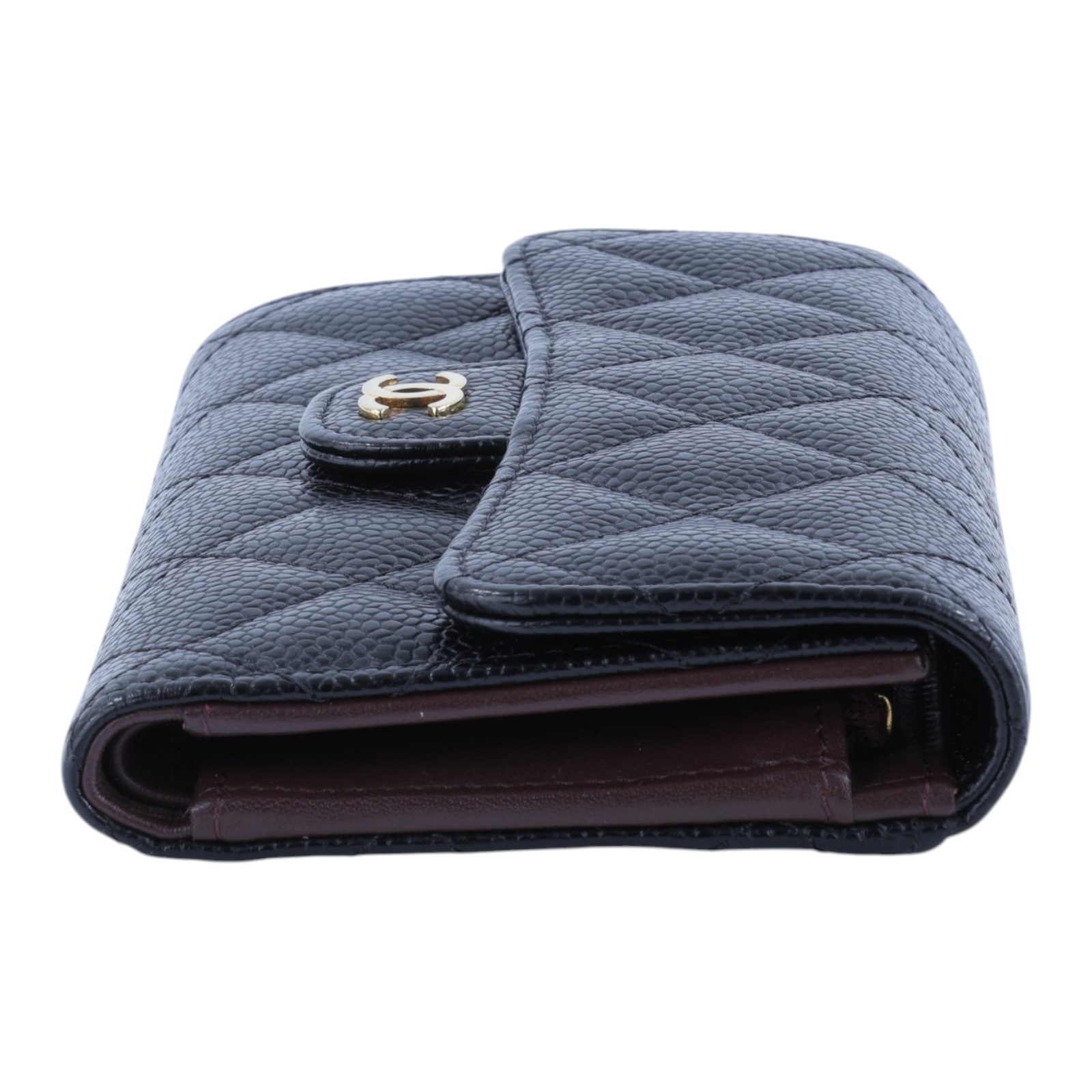 香奈兒 CHANEL 經典小香 菱格 荔枝紋 牛皮 銀釦 LOGO 中夾 AP0232 31開  黑荔枝三折中夾 原廠盒子/防塵袋/保證卡