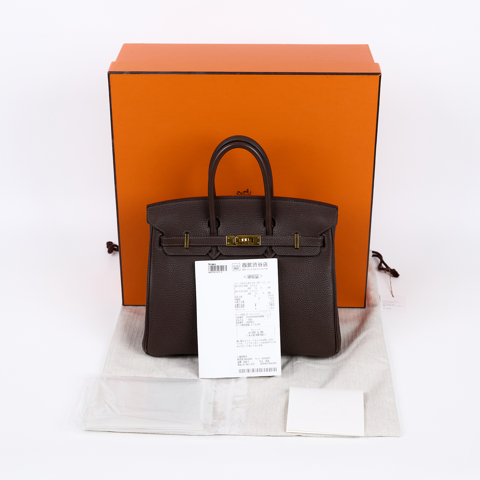愛馬仕 Hermes Birkin Bag 柏金包 25 BK25 T SA 004 PY  原廠盒子/防塵袋/背帶/鎖組/購買證明影本/雨衣