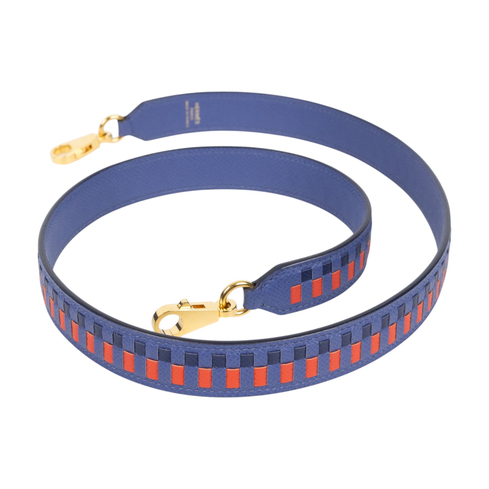 愛馬仕 Hermes Bandouliere 肩帶  C FM 005 PM C刻 藍拚紅金釦背帶 防塵袋