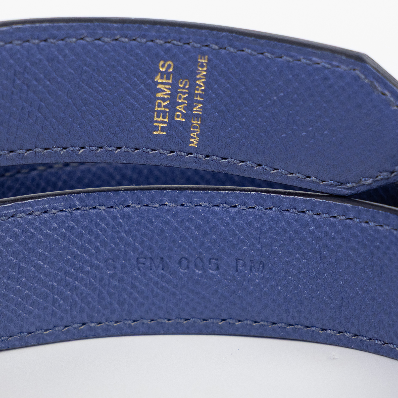 愛馬仕 Hermes Bandouliere 肩帶  C FM 005 PM C刻 藍拚紅金釦背帶 防塵袋