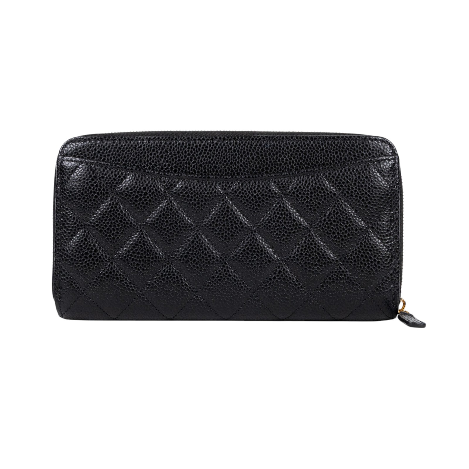 香奈兒 CHANEL CC LOGO 經典拉鍊長夾 粒紋小牛皮 AP0242 晶片款 黑金荔枝長夾 原廠盒子/防塵袋/購買證明影本