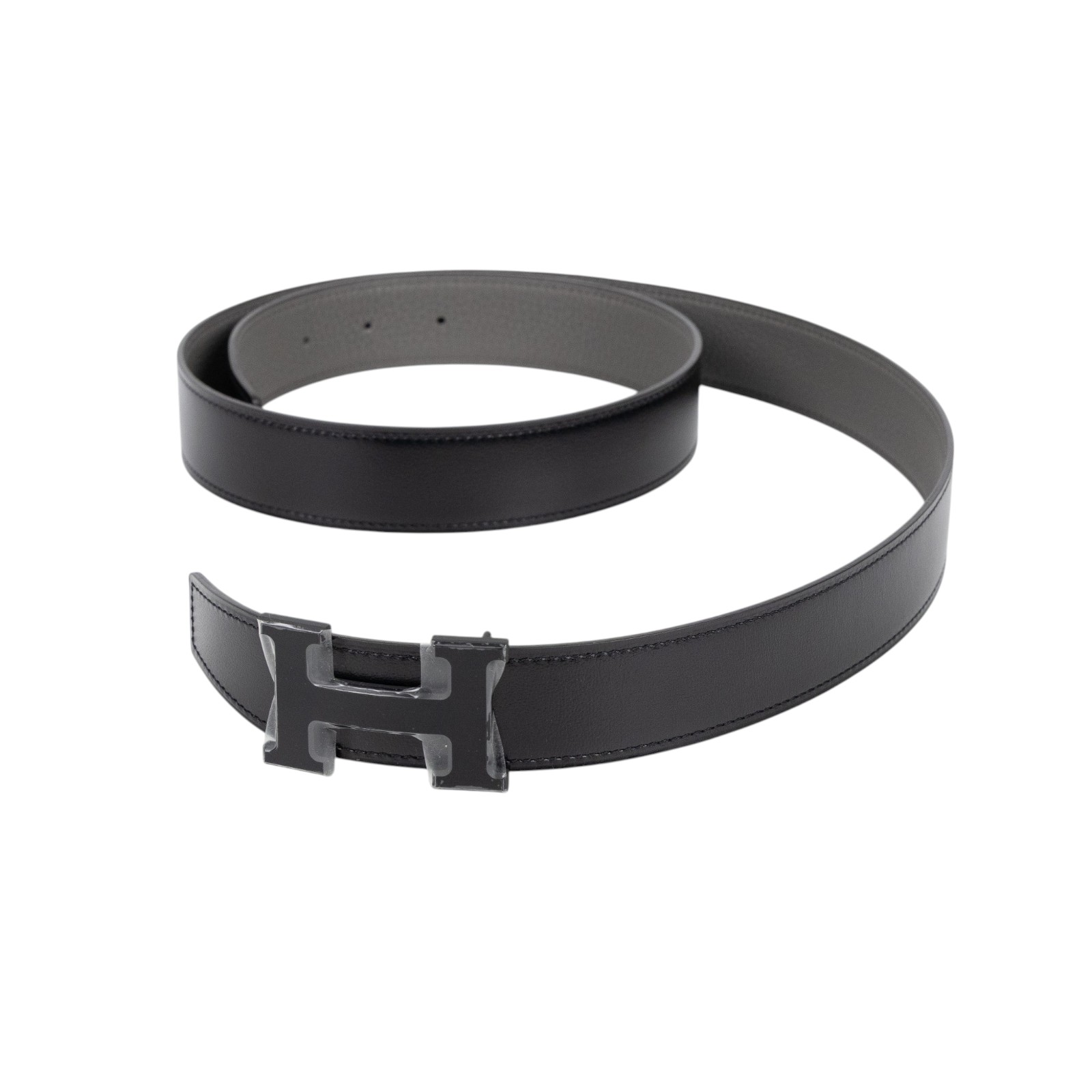 愛馬仕 Hermes Mini Constance 皮帶扣 雙面皮腰帶  Y FM 440 Y刻 黑灰雙面H皮帶#100 原廠盒子/防塵袋2