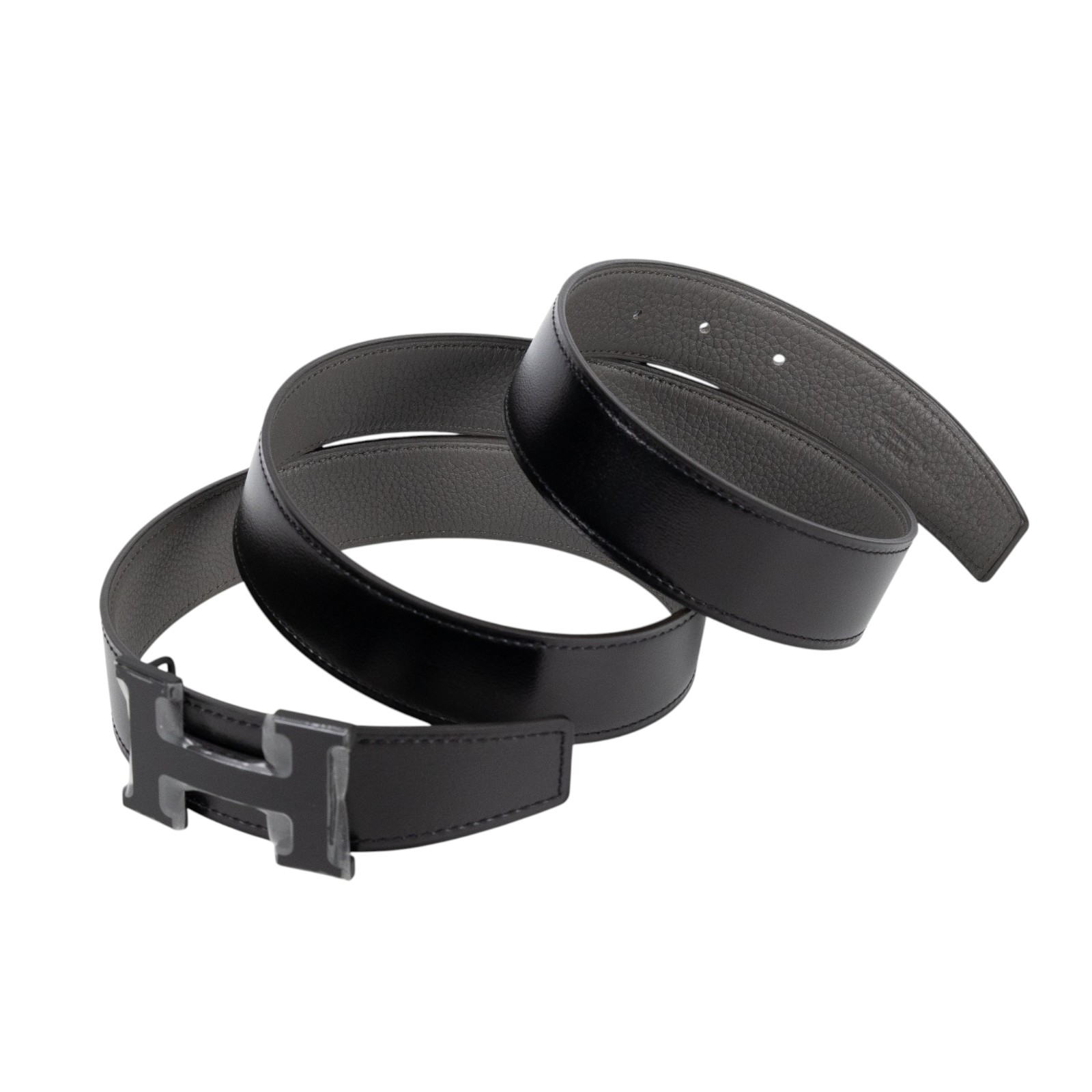 愛馬仕 Hermes Mini Constance 皮帶扣 雙面皮腰帶  Y FM 440 Y刻 黑灰雙面H皮帶#100 原廠盒子/防塵袋2