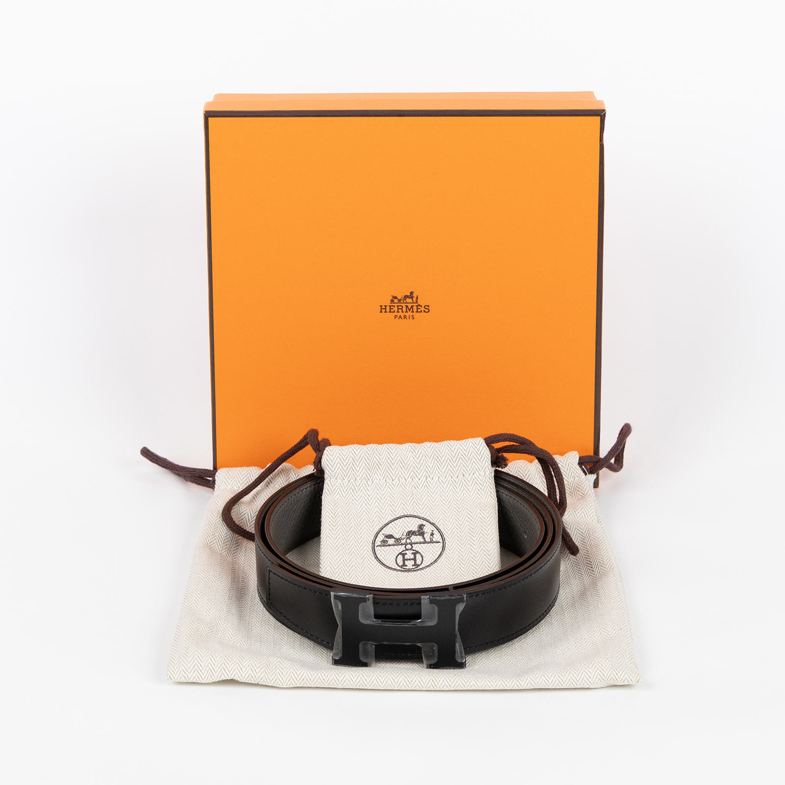 愛馬仕 Hermes Mini Constance 皮帶扣 雙面皮腰帶  Y FM 440 Y刻 黑灰雙面H皮帶#100 原廠盒子/防塵袋2