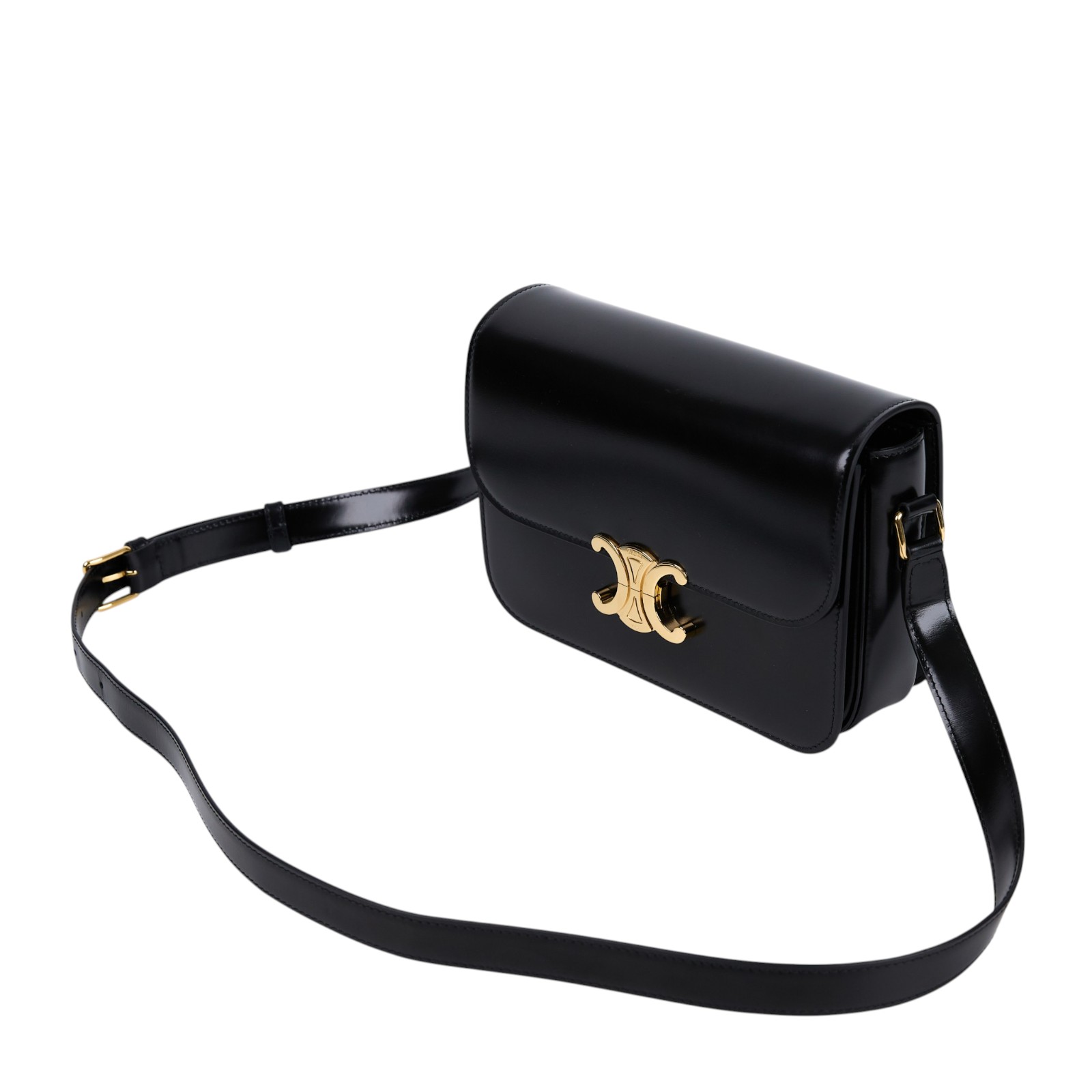 思琳 CELINE 亮面牛皮革 Classique Triomphe 凱旋門 肩背包 187363BF4  原廠盒子/防塵袋/購買證明