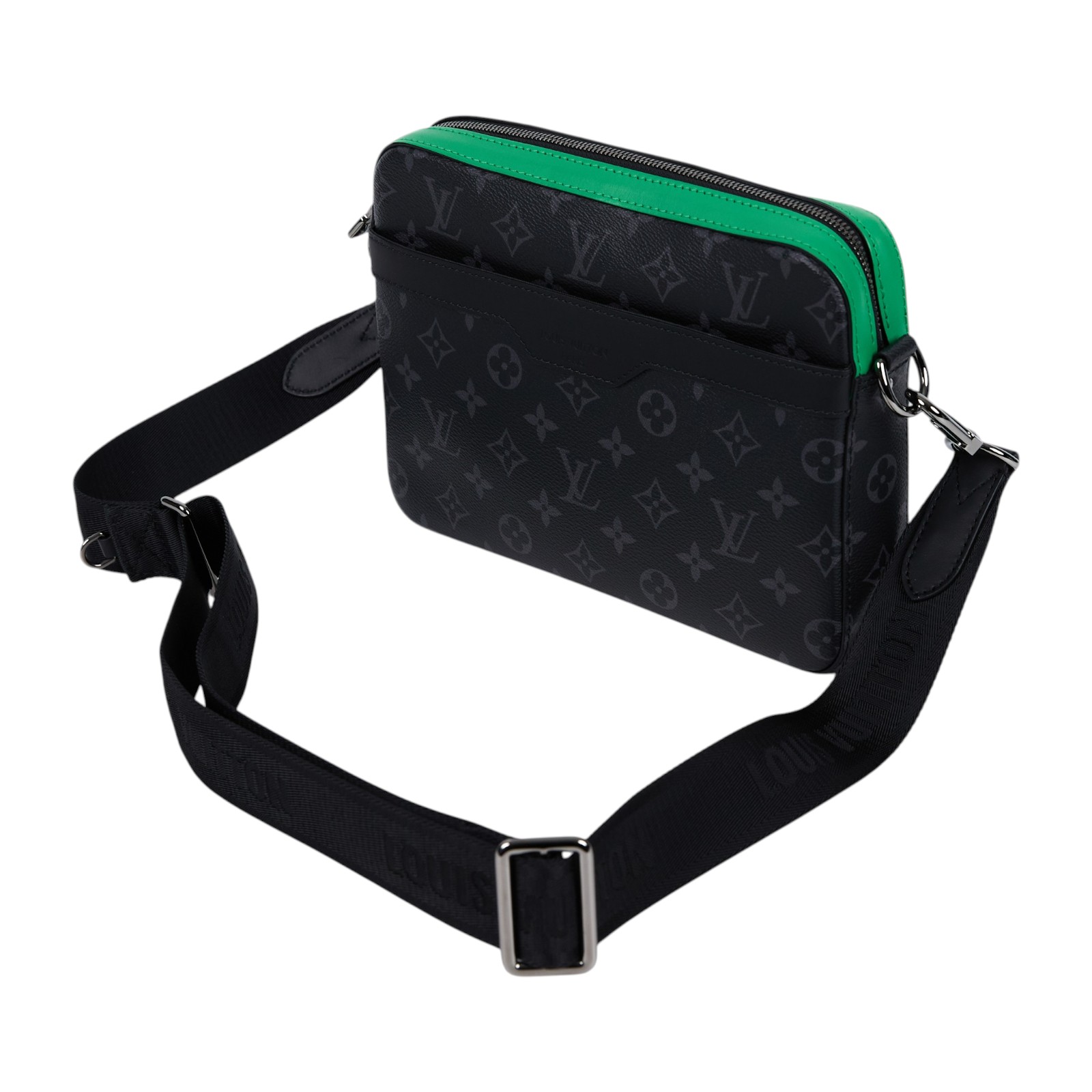 路易威登 LOUIS VUITTON Trio 郵差包 肩背包 斜背包 M26052 黑原花拚綠Trio 郵差包 背帶/內袋2