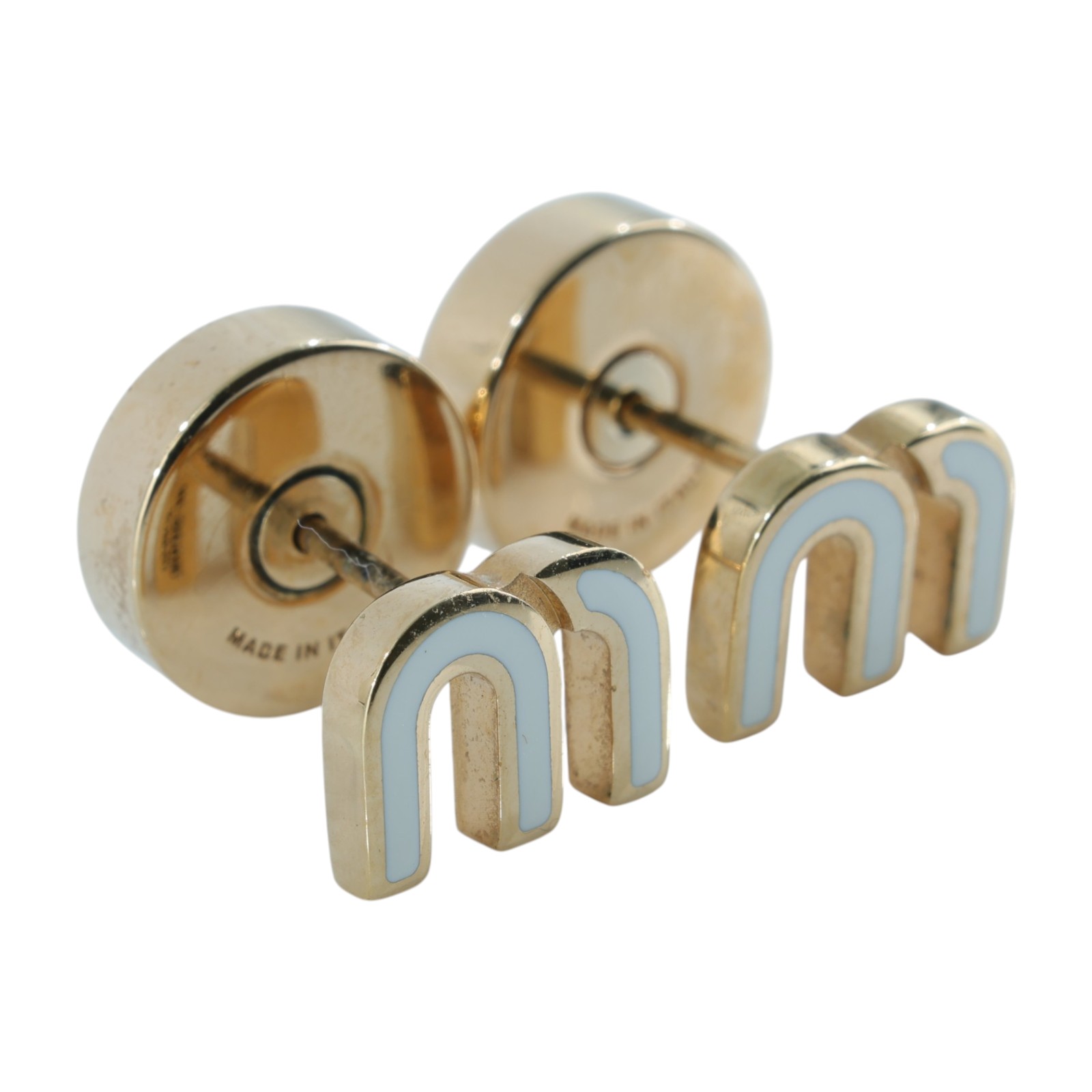 繆繆 MIU MIU 搪瓷金屬耳環 耳釘 5JO911_2F6T 金色耳環 無附屬品