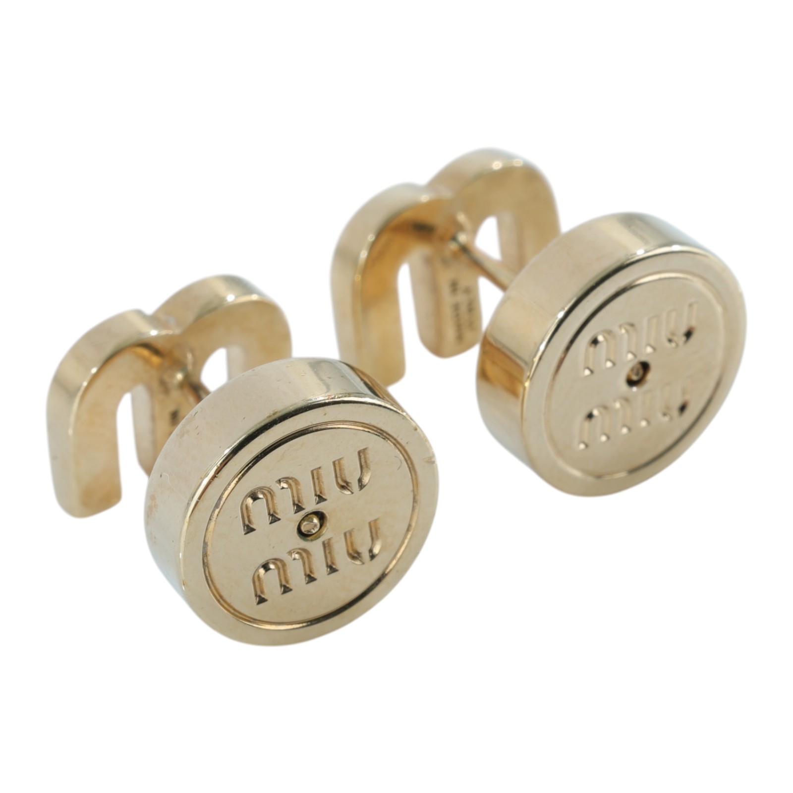 繆繆 MIU MIU 搪瓷金屬耳環 耳釘 5JO911_2F6T 金色耳環 無附屬品