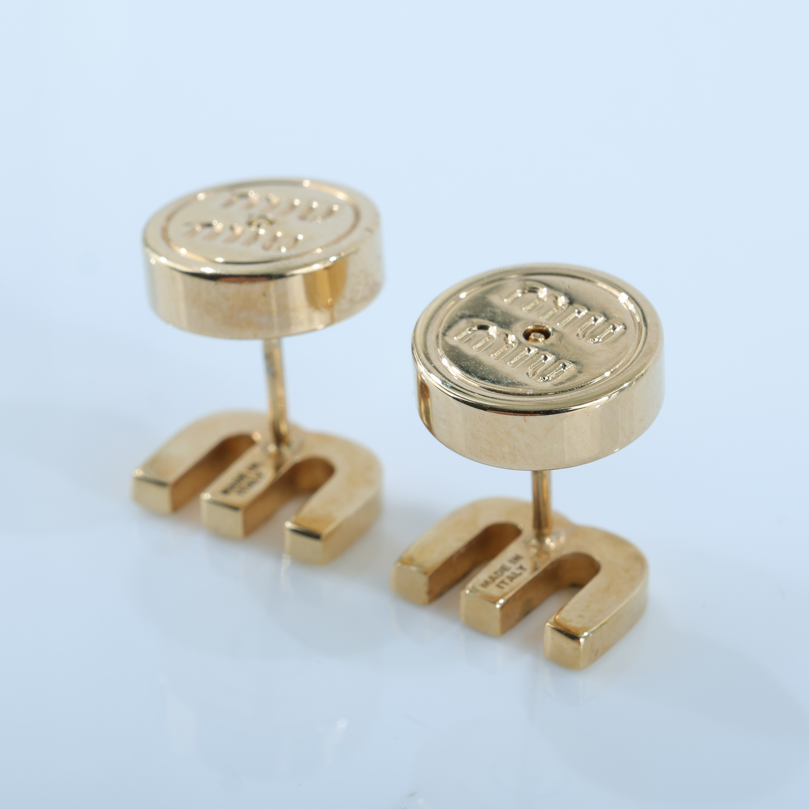 繆繆 MIU MIU 搪瓷金屬耳環 耳釘 5JO911_2F6T 金色耳環 無附屬品