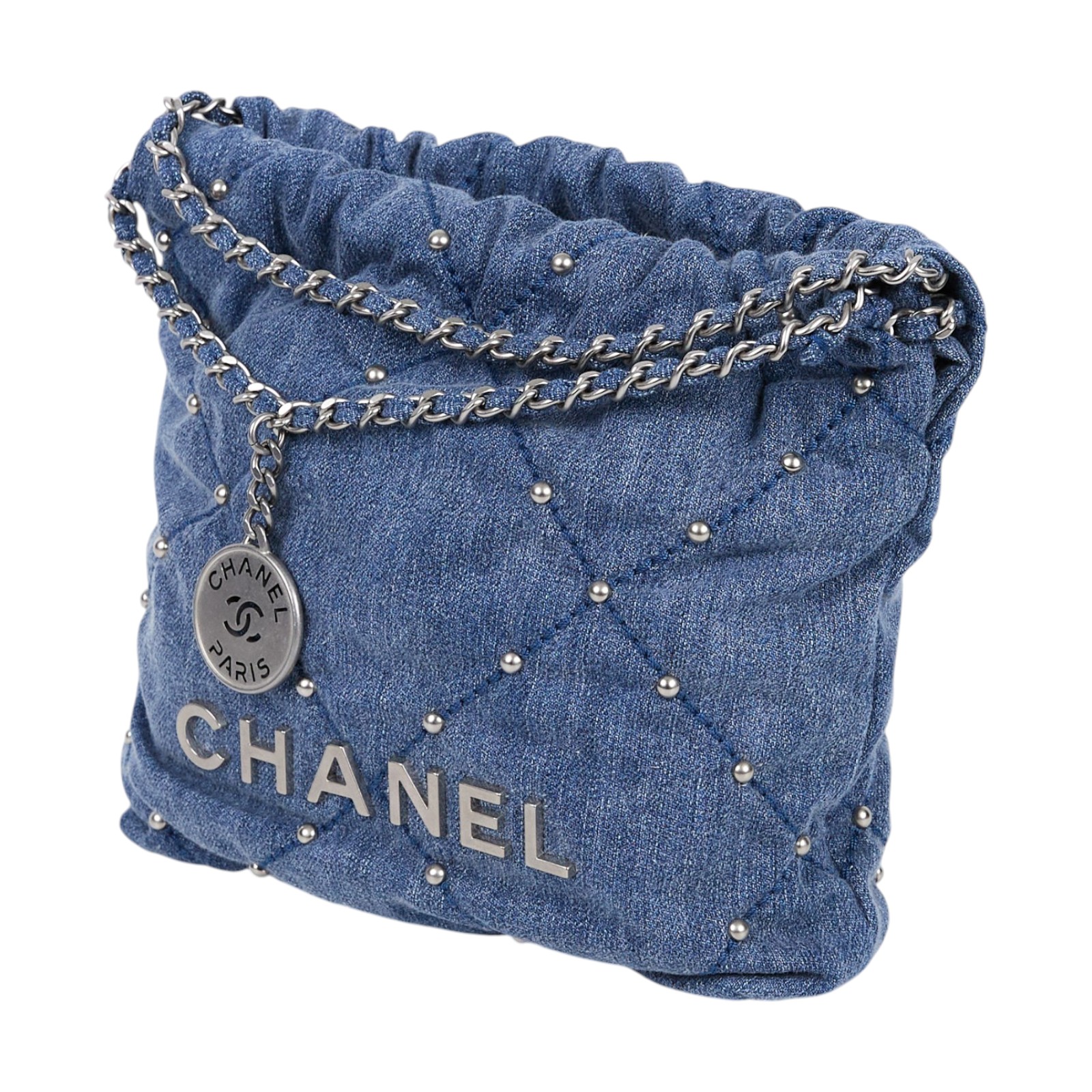 香奈兒 CHANEL 22 迷你 束口包 AS3980 晶片款 牛仔鉚釘22包MINI 新版 防塵袋/背帶