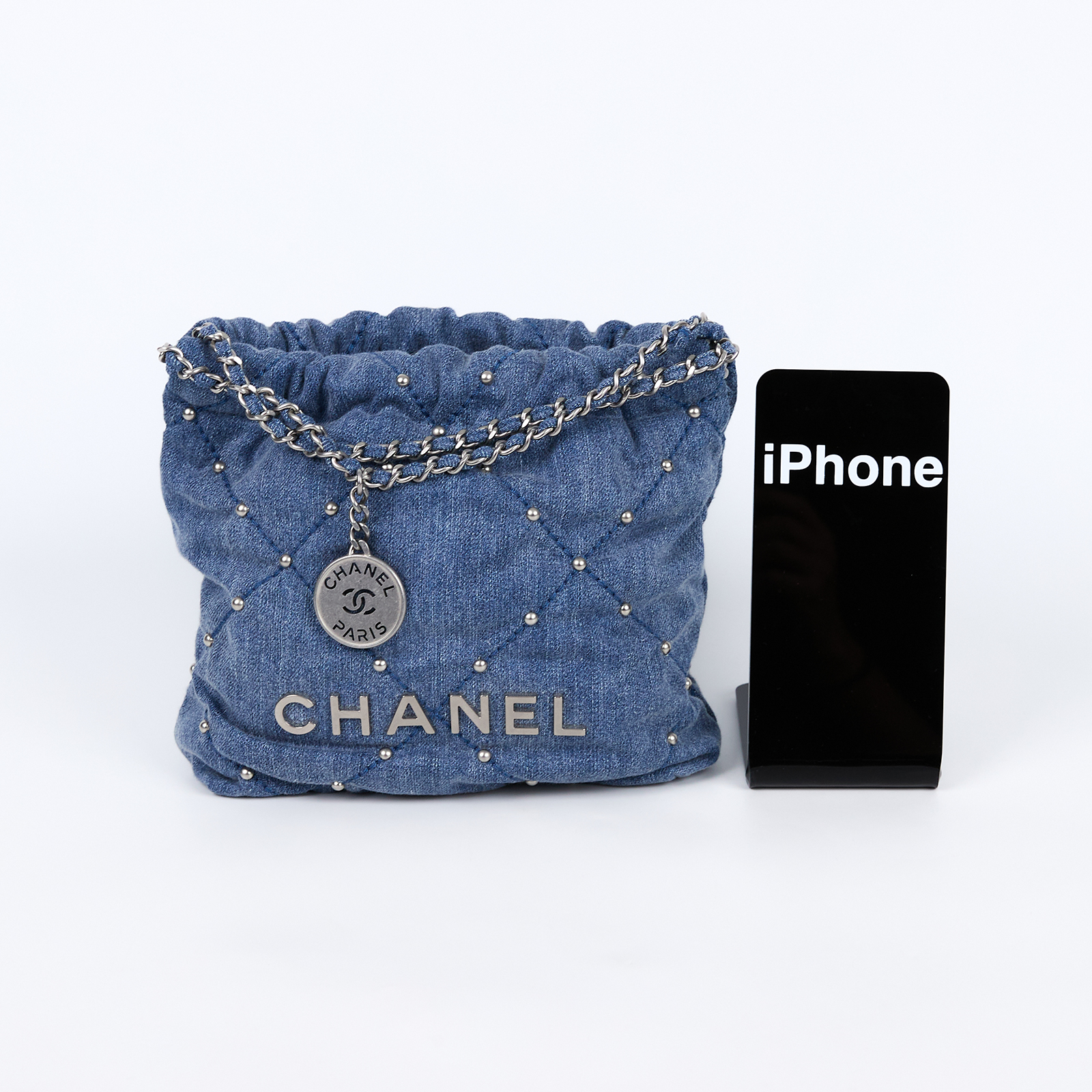 香奈兒 CHANEL 22 迷你 束口包 AS3980 晶片款 牛仔鉚釘22包MINI 新版 防塵袋/背帶