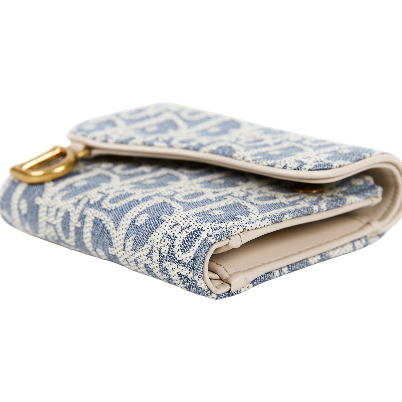 迪奧 CHRISTIAN DIOR Saddle Lotus 錢包 短夾 緹花 S5652CDFD 牛仔SADDLE短夾 無附屬品