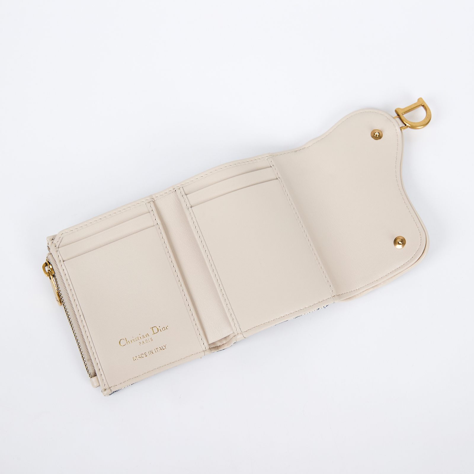 迪奧 CHRISTIAN DIOR Saddle Lotus 錢包 短夾 緹花 S5652CDFD 牛仔SADDLE短夾 無附屬品