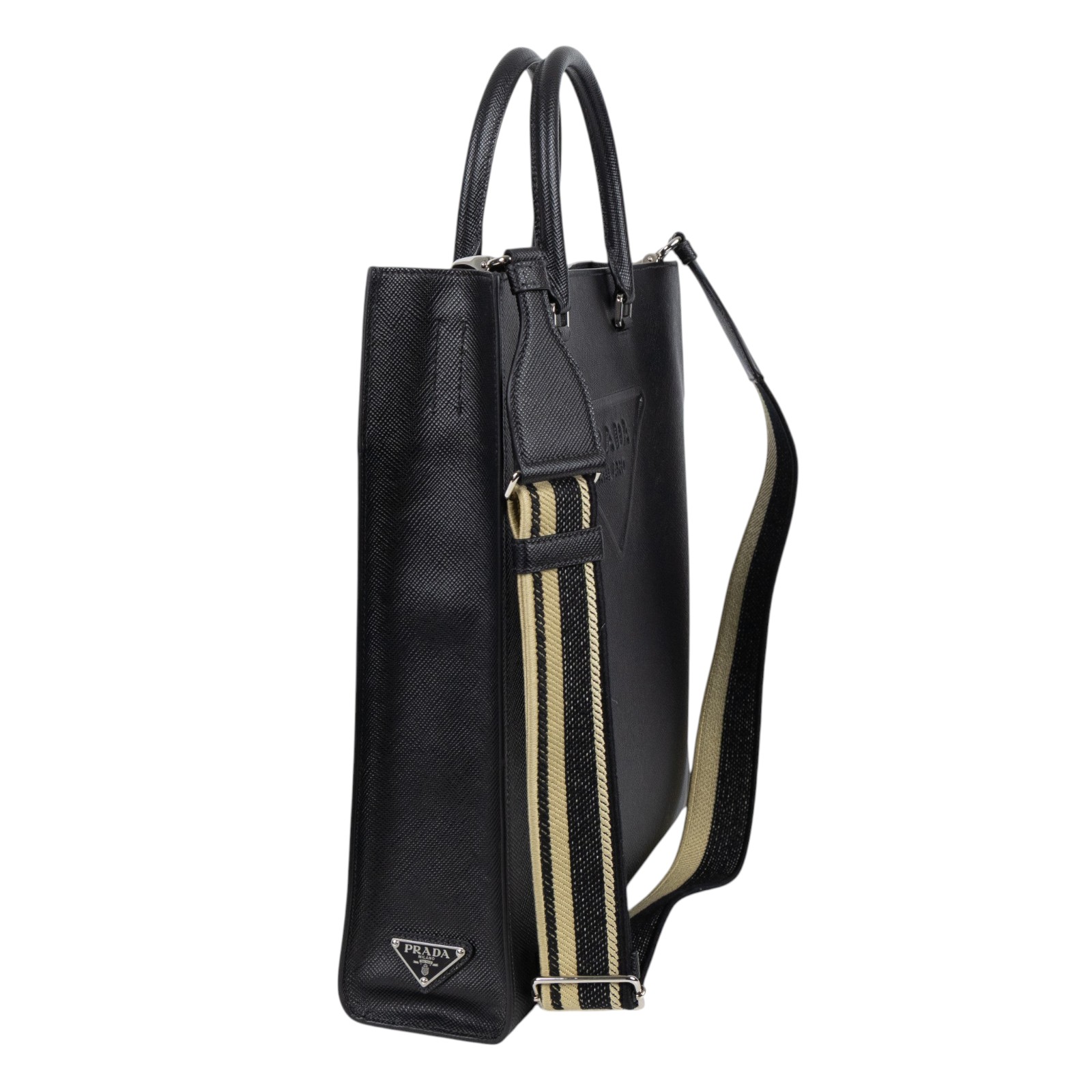 普拉達 PRADA Triangle 手提包 肩背包 斜背包 2VG084_2FAD 黑色SOFFIANO公事包 2WAY 防塵袋/背帶