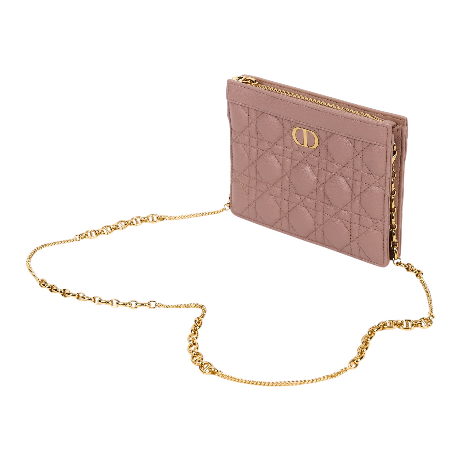迪奧 CHRISTIAN DIOR Caro Pouch With Chain 拉鍊 鏈帶包 S5106UWHC  防塵袋/背帶