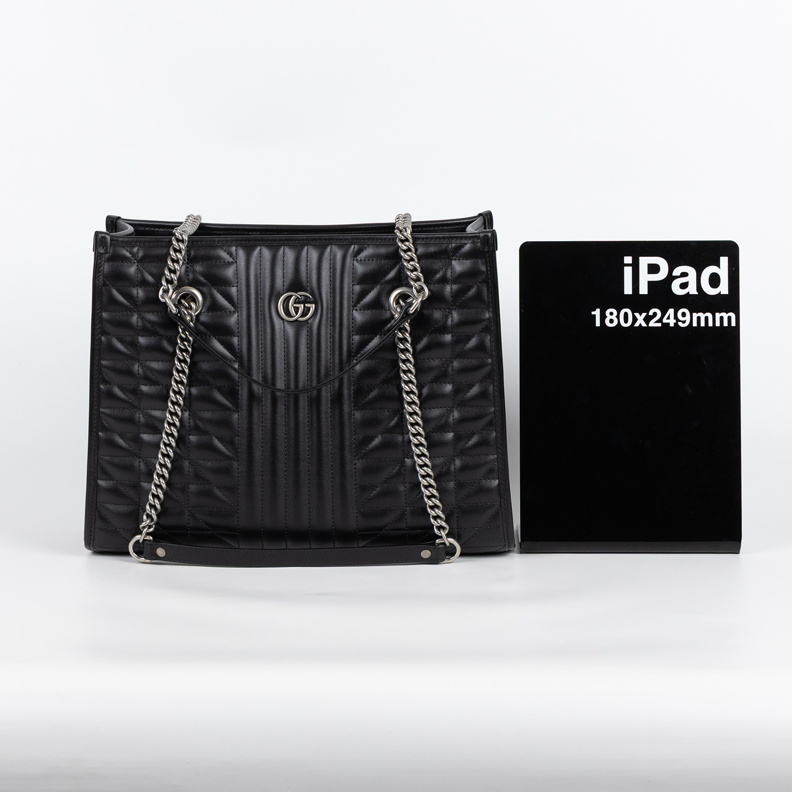 古馳 GUCCI GG Marmont 手提包 肩背包 675796. 525040 黑銀MARMONT TOTE 原廠盒子/防塵袋/購買證明