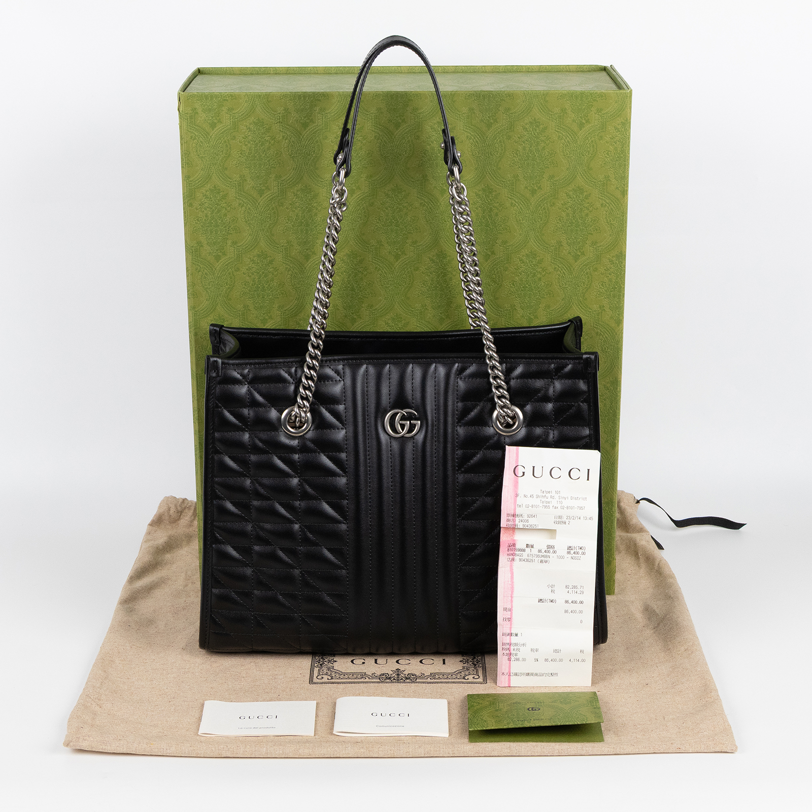 古馳 GUCCI GG Marmont 手提包 肩背包 675796. 525040 黑銀MARMONT TOTE 原廠盒子/防塵袋/購買證明