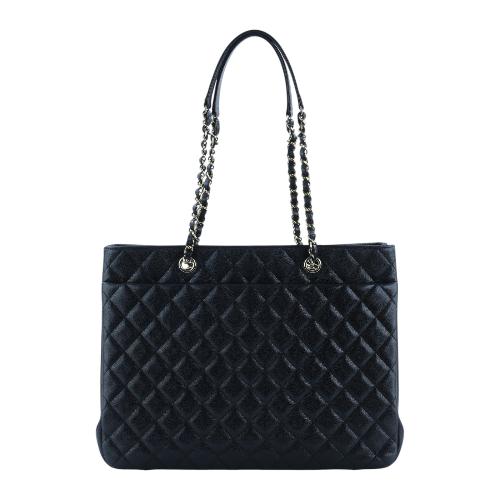 香奈兒 CHANEL CC logo 肩背 托特包 A91046 晶片款 黑荔枝淡金扣 TOTE 原廠盒子/防塵袋