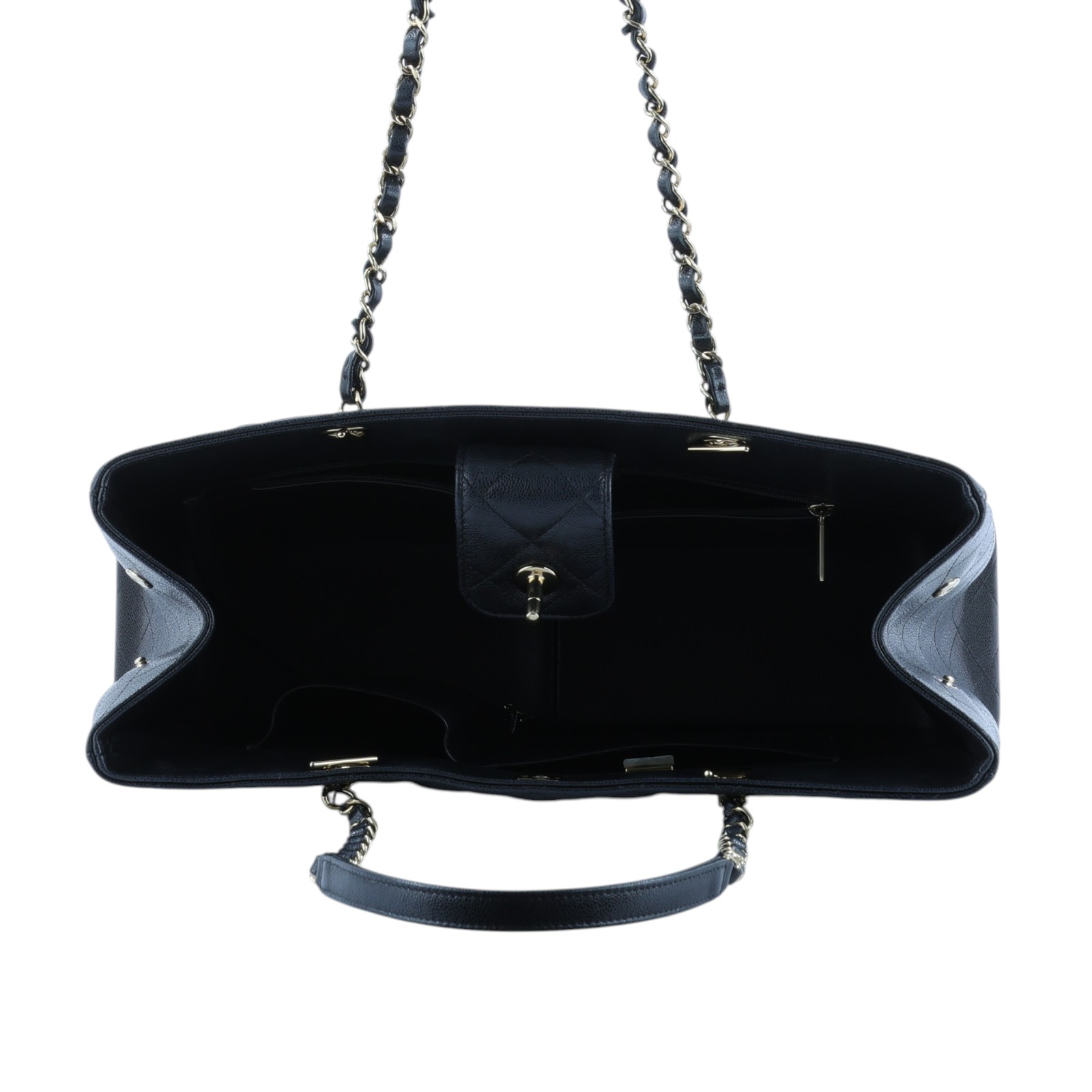 香奈兒 CHANEL CC logo 肩背 托特包 A91046 晶片款 黑荔枝淡金扣 TOTE 原廠盒子/防塵袋