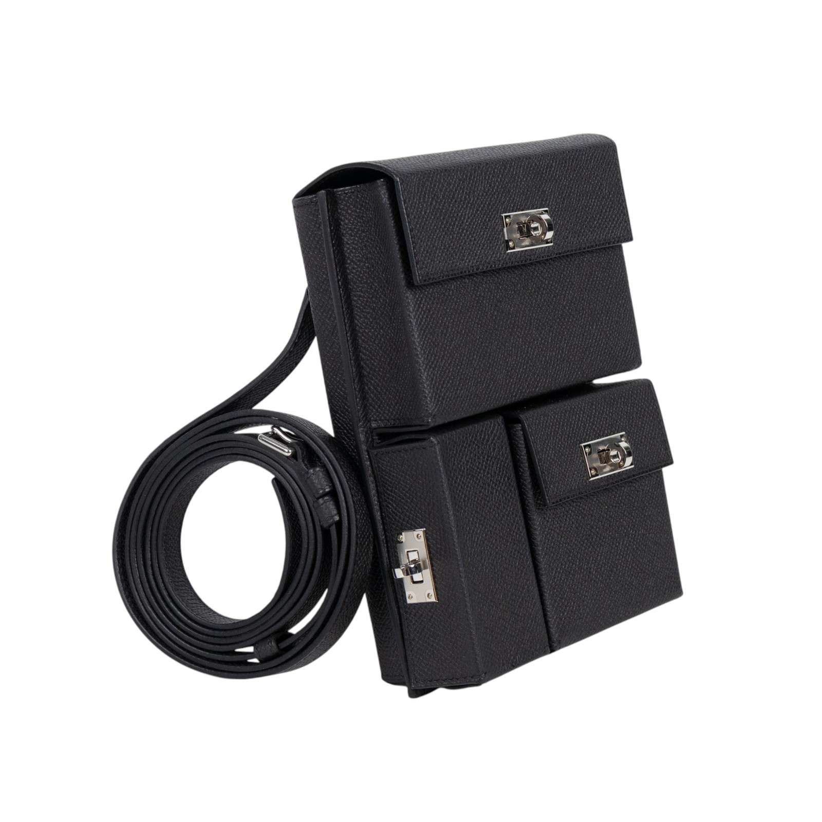 愛馬仕 Hermes Kelly Multipocket To Go pouch 肩背包 銀色五金 黑色 H085433CK89 /W TI 009 AW  原廠盒子/防塵袋/購買證明影本