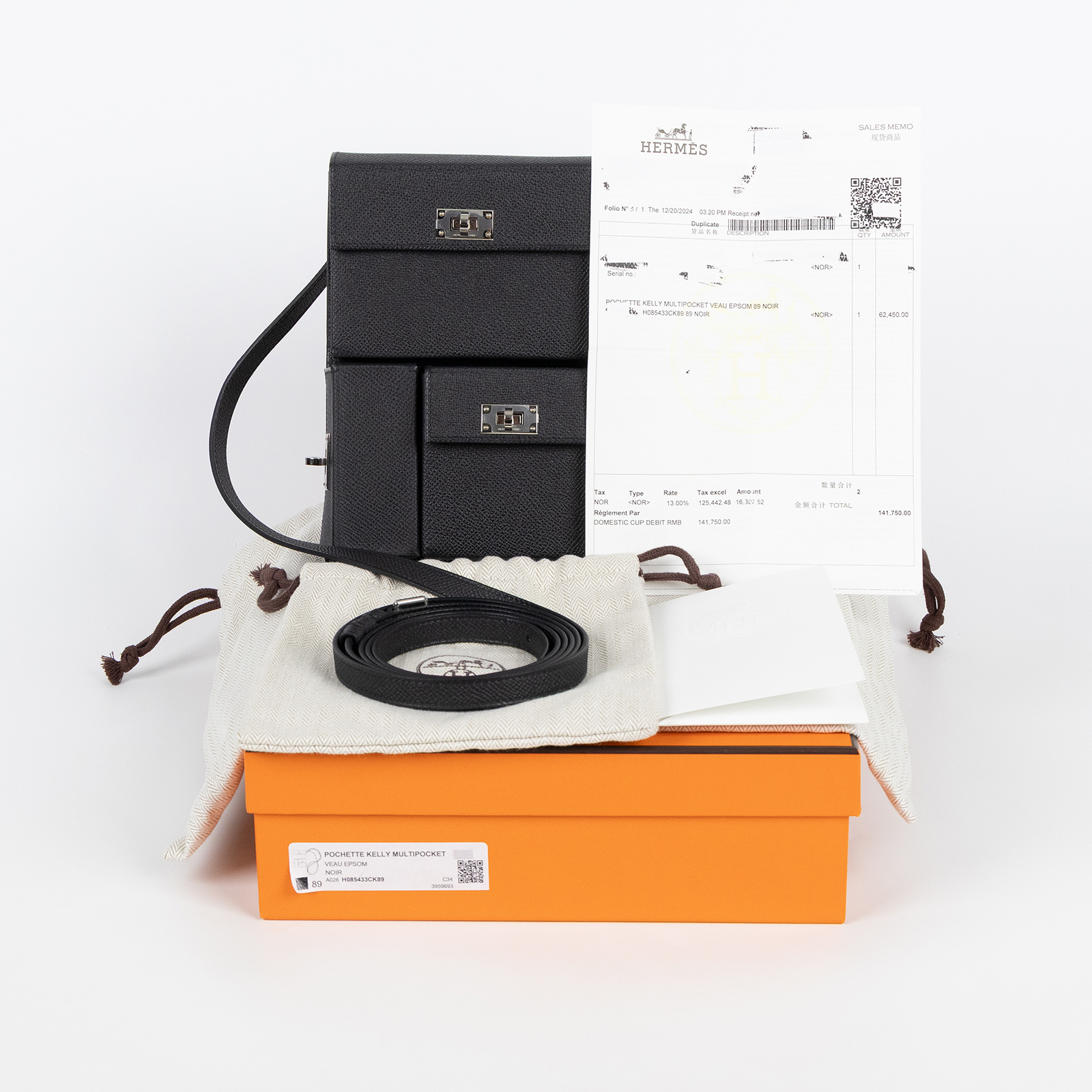 愛馬仕 Hermes Kelly Multipocket To Go pouch 肩背包 銀色五金 黑色 H085433CK89 /W TI 009 AW  原廠盒子/防塵袋/購買證明影本