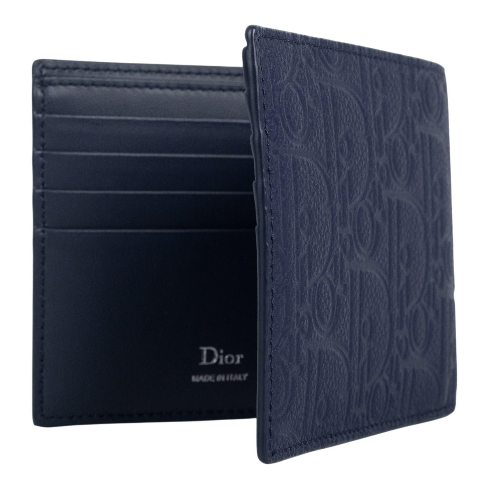 迪奧 CHRISTIAN DIOR 短夾 錢包 皮夾 2ESBH027GLF 藍緹花壓紋對開短夾 原廠盒子/防塵袋