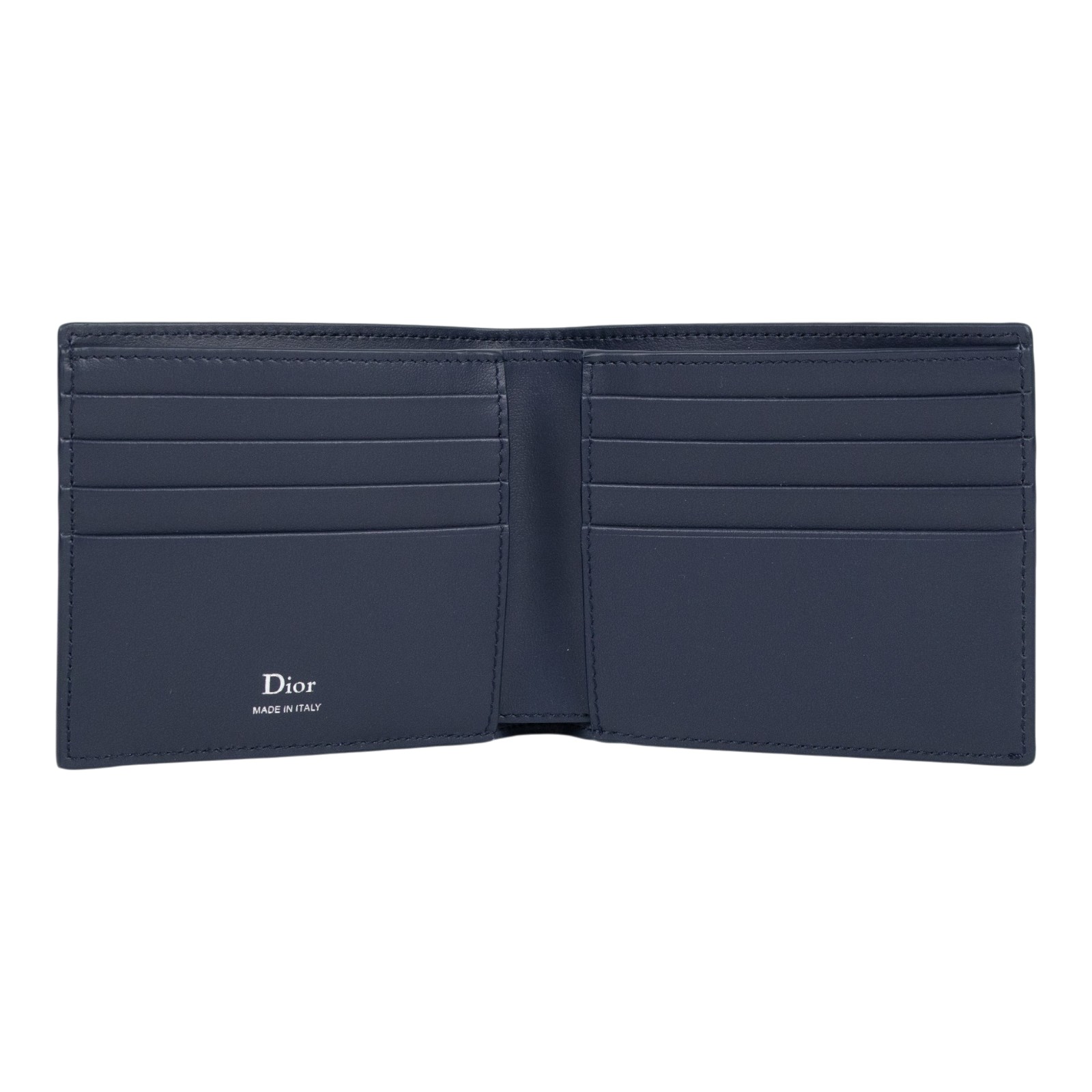 迪奧 CHRISTIAN DIOR 短夾 錢包 皮夾 2ESBH027GLF 藍緹花壓紋對開短夾 原廠盒子/防塵袋