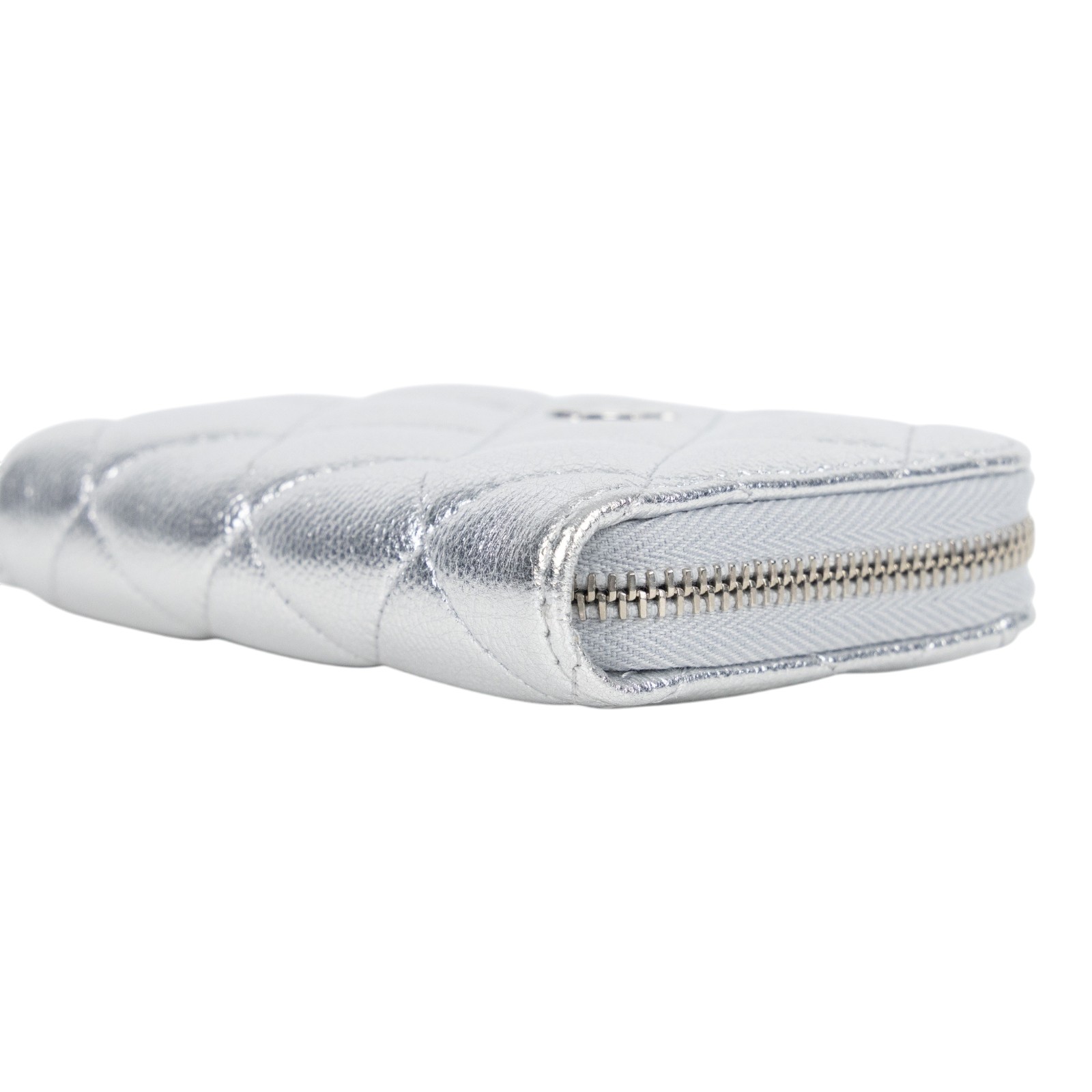 香奈兒 CHANEL 經典 拉鏈 零錢包 錢包 卡夾 AP0216 晶片款 銀荔枝拉鍊卡包 原廠盒子/防塵袋