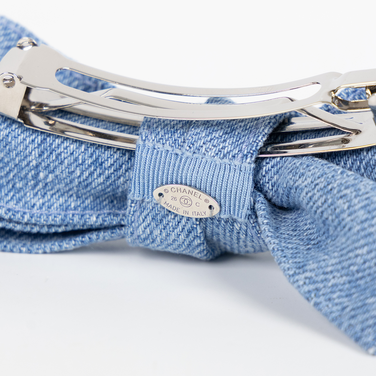 香奈兒 CHANEL 髮夾 AAB661 B23096 牛仔蝴蝶結髮夾 原廠盒子