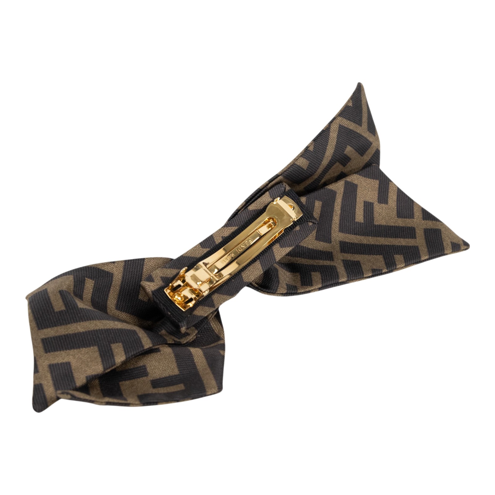 芬迪 FENDI FF Zucca 蝴蝶結髮夾  原花蝴蝶結髮夾 原廠盒子/防塵袋