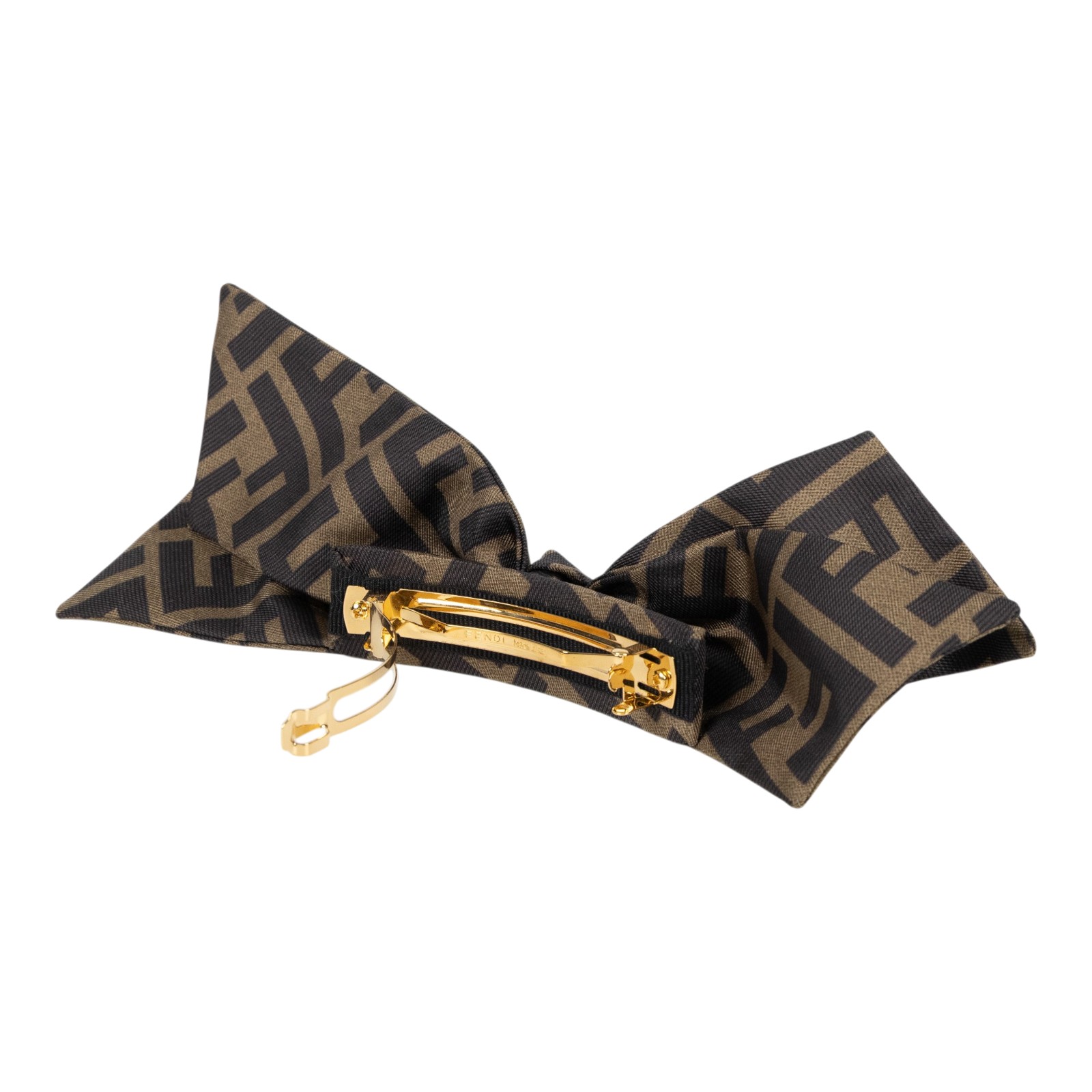 芬迪 FENDI FF Zucca 蝴蝶結髮夾  原花蝴蝶結髮夾 原廠盒子/防塵袋