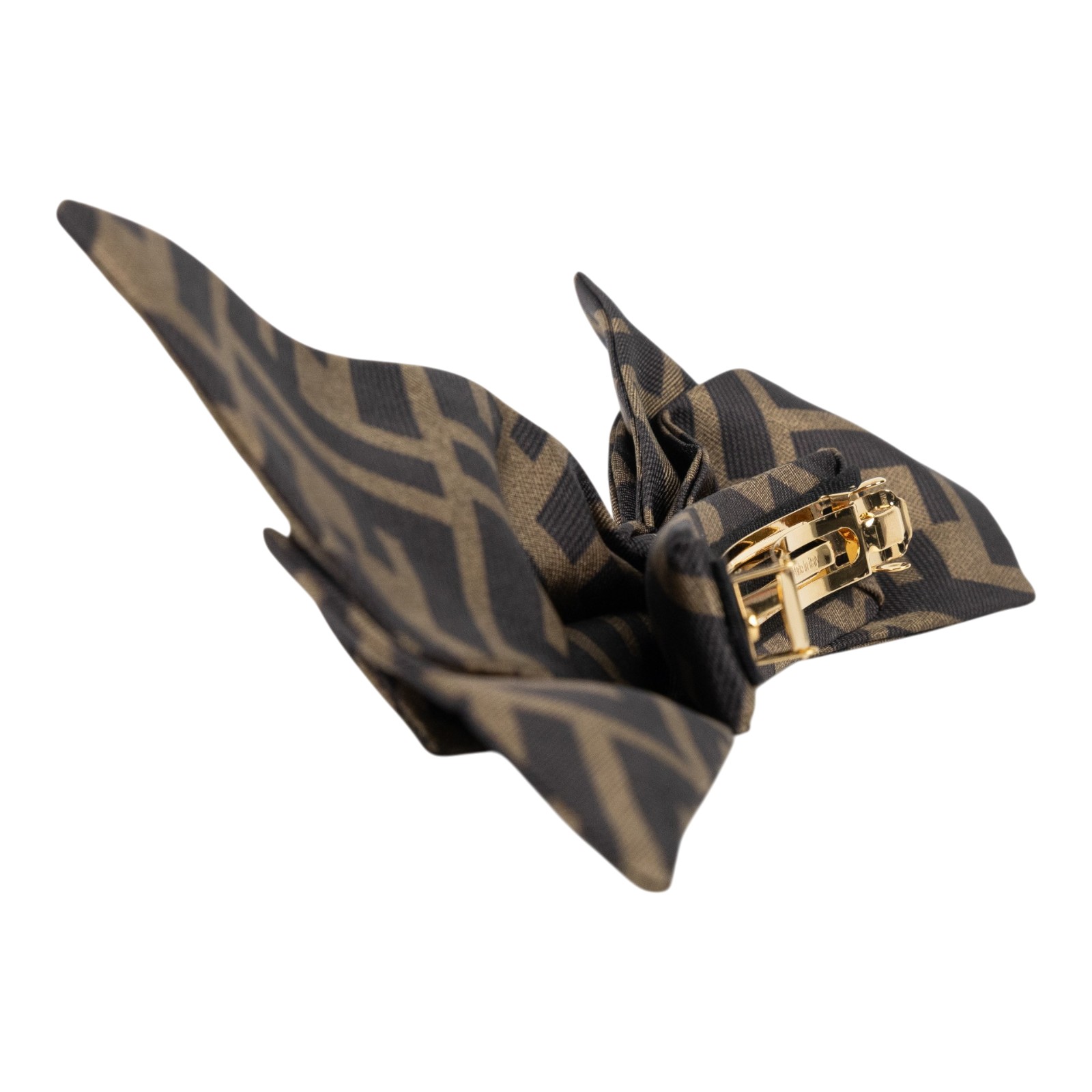 芬迪 FENDI FF Zucca 蝴蝶結髮夾  原花蝴蝶結髮夾 原廠盒子/防塵袋