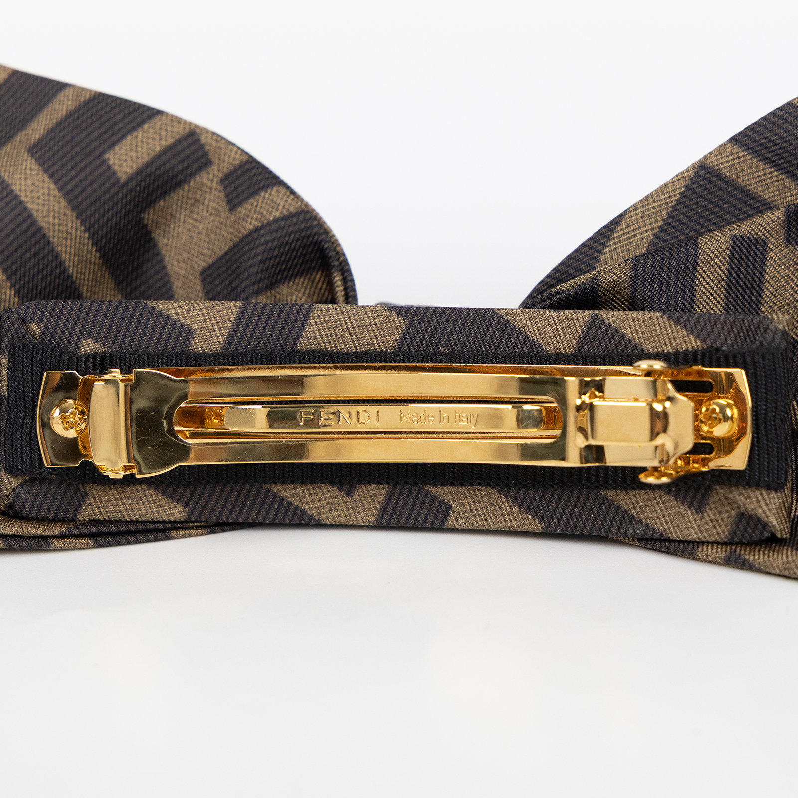 芬迪 FENDI FF Zucca 蝴蝶結髮夾  原花蝴蝶結髮夾 原廠盒子/防塵袋