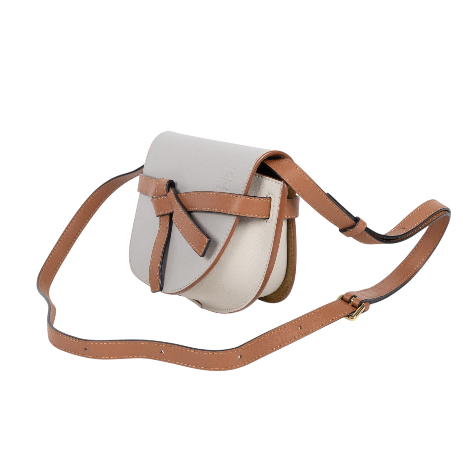 羅意威 LOEWE Mini Gate Dual bag 迷你 小牛皮 肩背包 A650N46X12 淺灰拚焦糖GATE MINI 原廠盒子/防塵袋