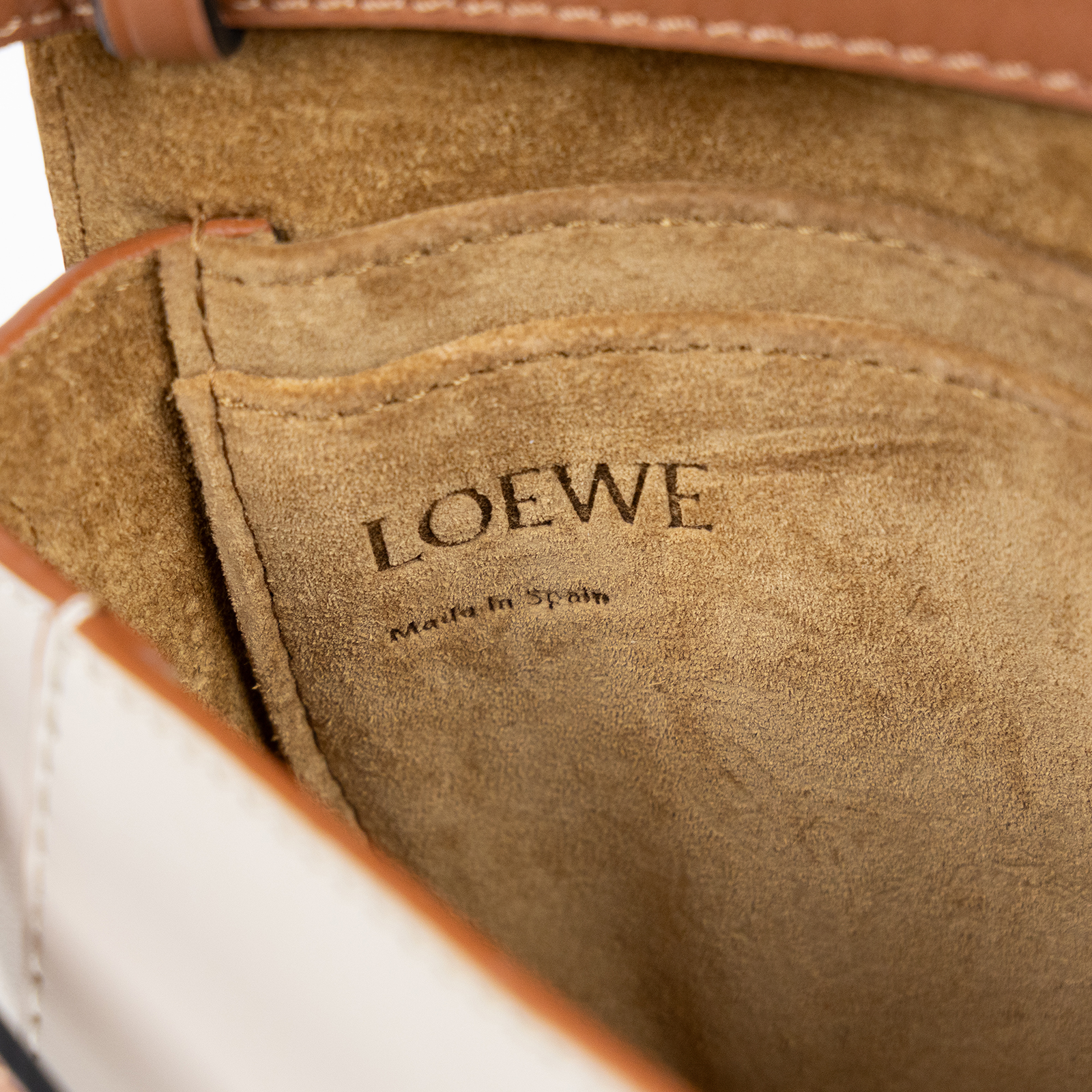 羅意威 LOEWE Mini Gate Dual bag 迷你 小牛皮 肩背包 A650N46X12 淺灰拚焦糖GATE MINI 原廠盒子/防塵袋
