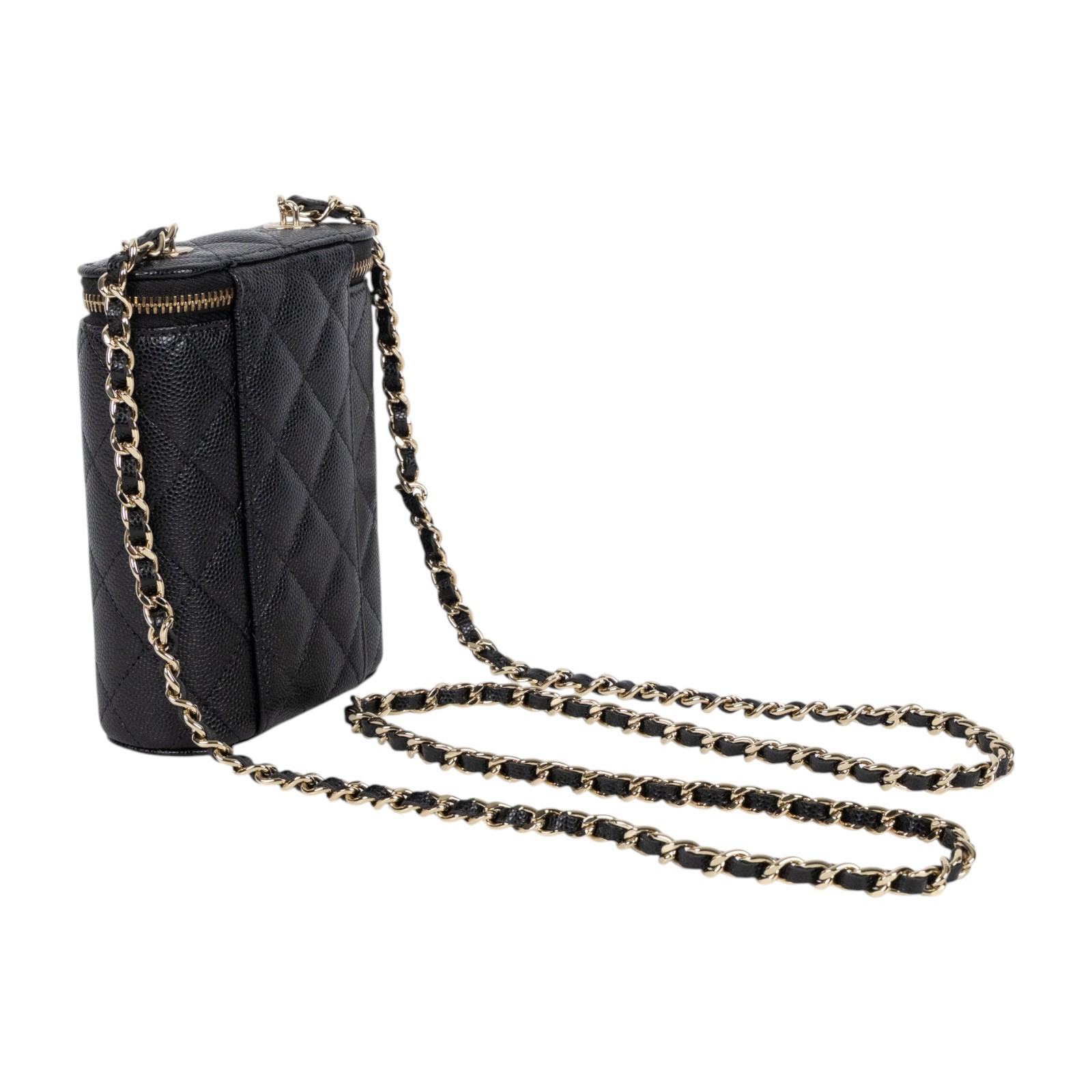 香奈兒 CHANEL 皮穿鍊 化妝盒 迷你包 菸盒包 黑色 AP2195 32開 黑金荔枝鍊條小廢包 保證卡