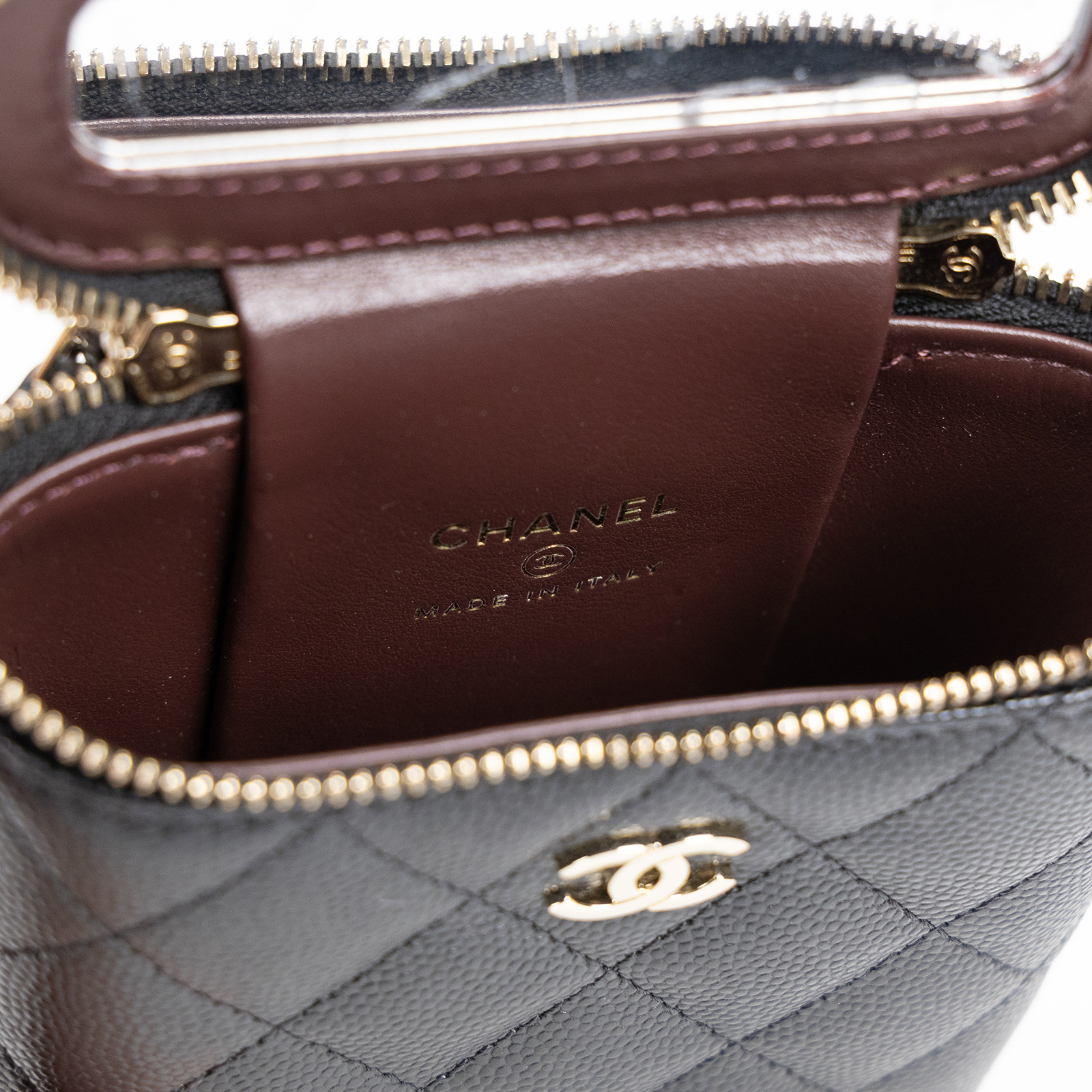 香奈兒 CHANEL 皮穿鍊 化妝盒 迷你包 菸盒包 黑色 AP2195 32開 黑金荔枝鍊條小廢包 保證卡