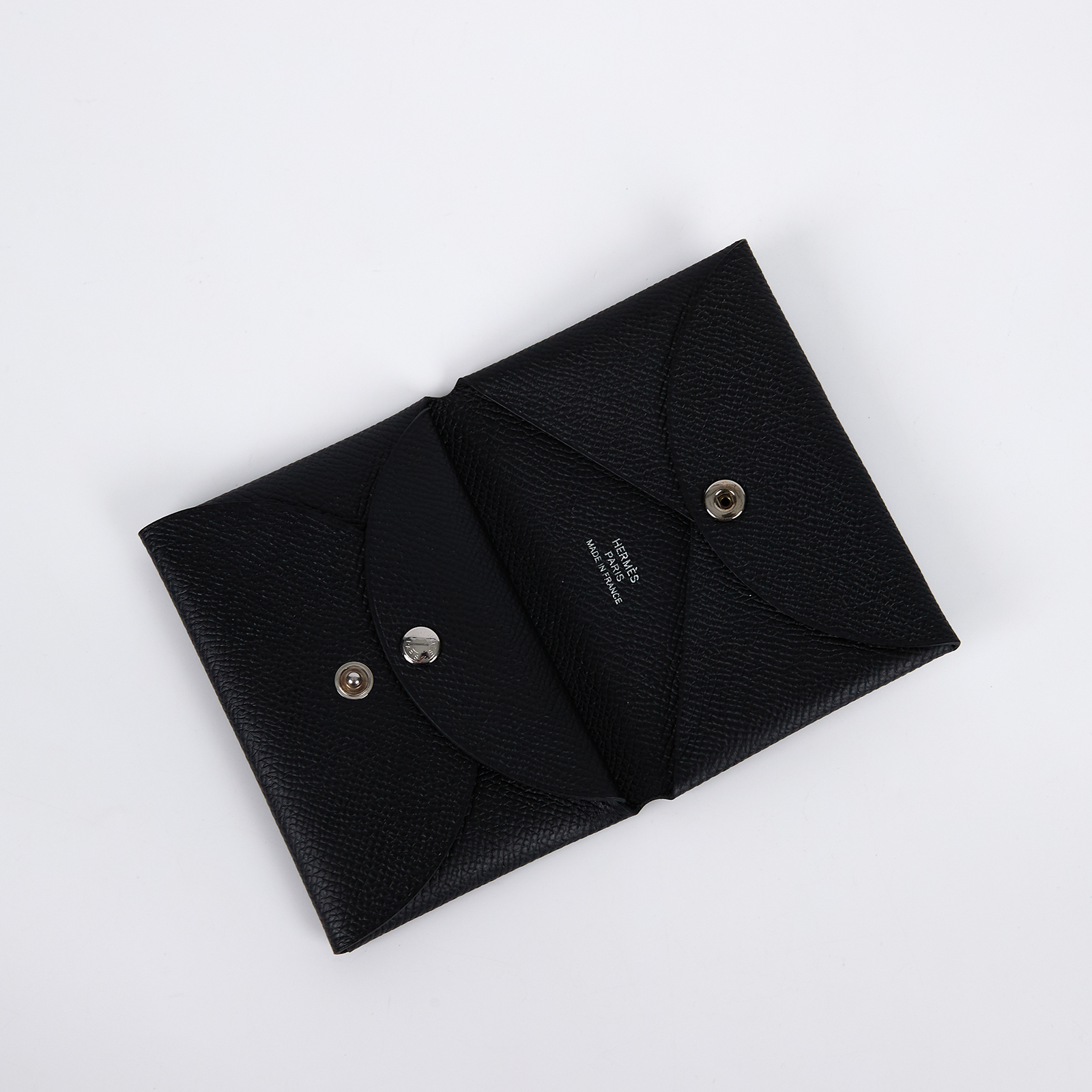愛馬仕 Hermes Calvi Duo 卡包 黑色 銀色五金 H083035CK89 /W MZ 001 HA W刻 黑CALVI DUO 無附屬品