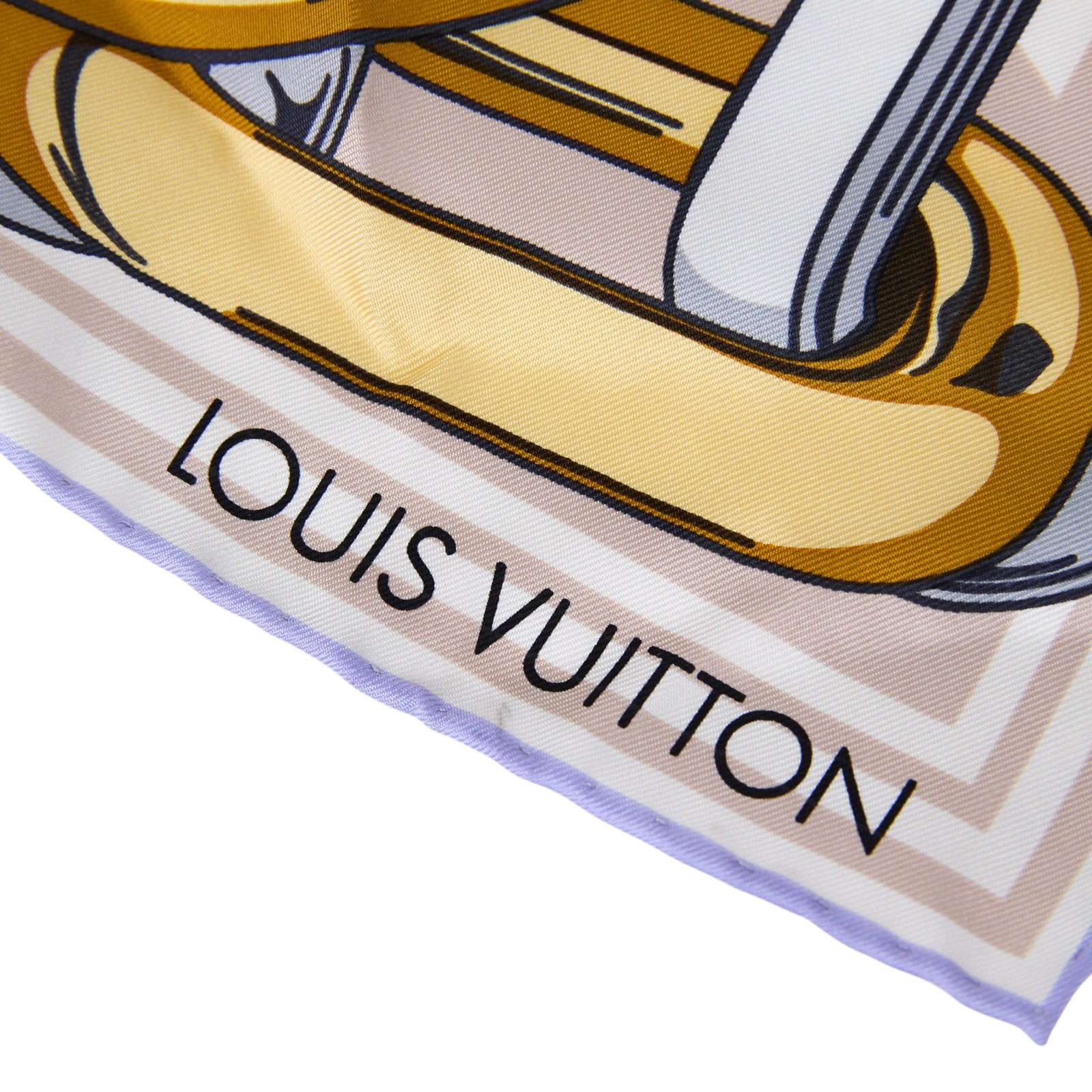 路易威登 LOUIS VUITTON 絲巾 方巾 M77655 藍邊米白底鎖鏈方巾 無附屬品