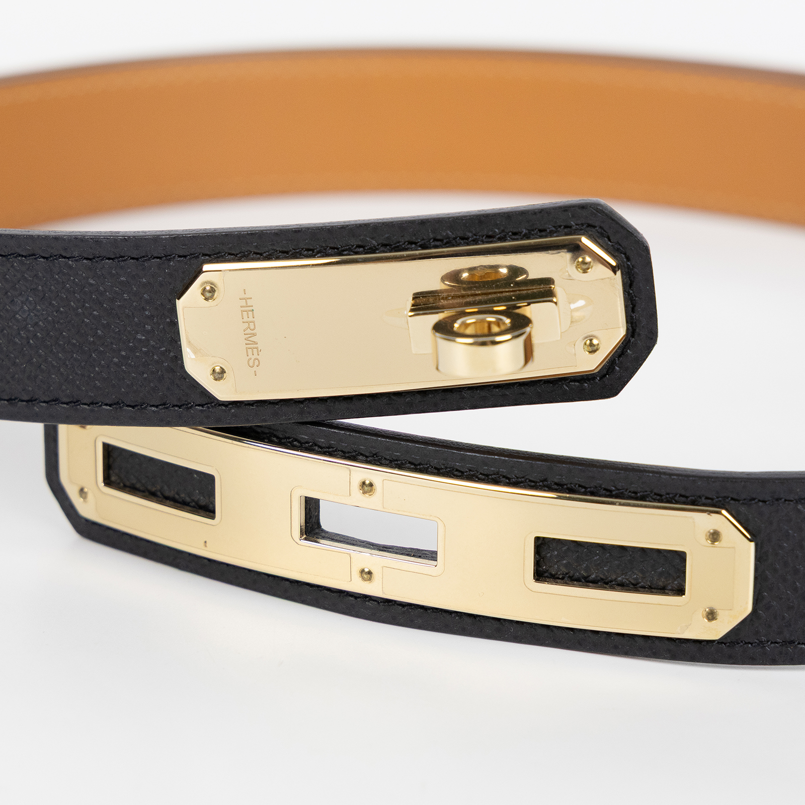 愛馬仕 Hermes OKelly 24 mm 皮帶 黑色 H079601CP89 /D ID 010 CF D刻 黑金KELLY皮帶 原廠盒子/防塵袋