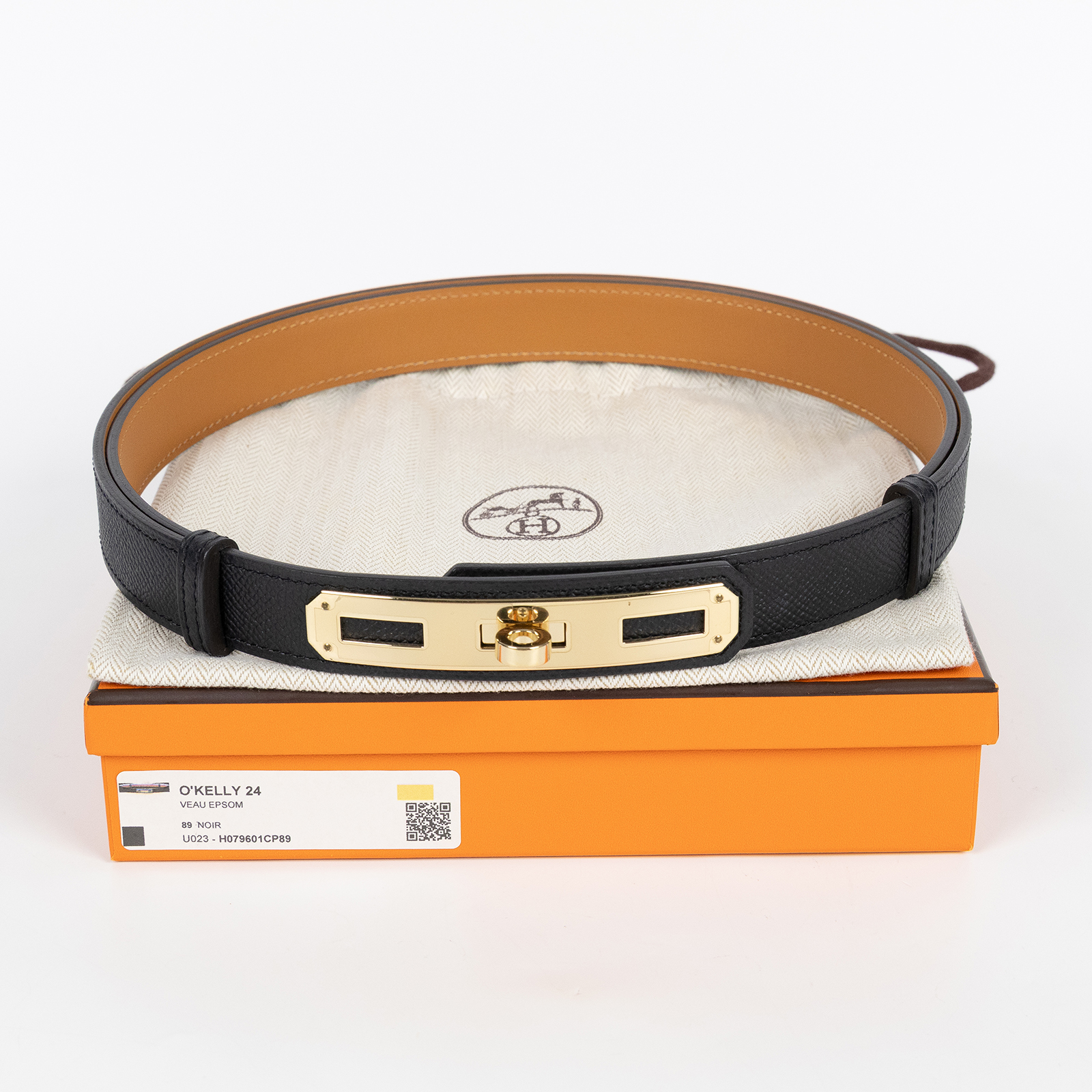 愛馬仕 Hermes OKelly 24 mm 皮帶 黑色 H079601CP89 /D ID 010 CF D刻 黑金KELLY皮帶 原廠盒子/防塵袋