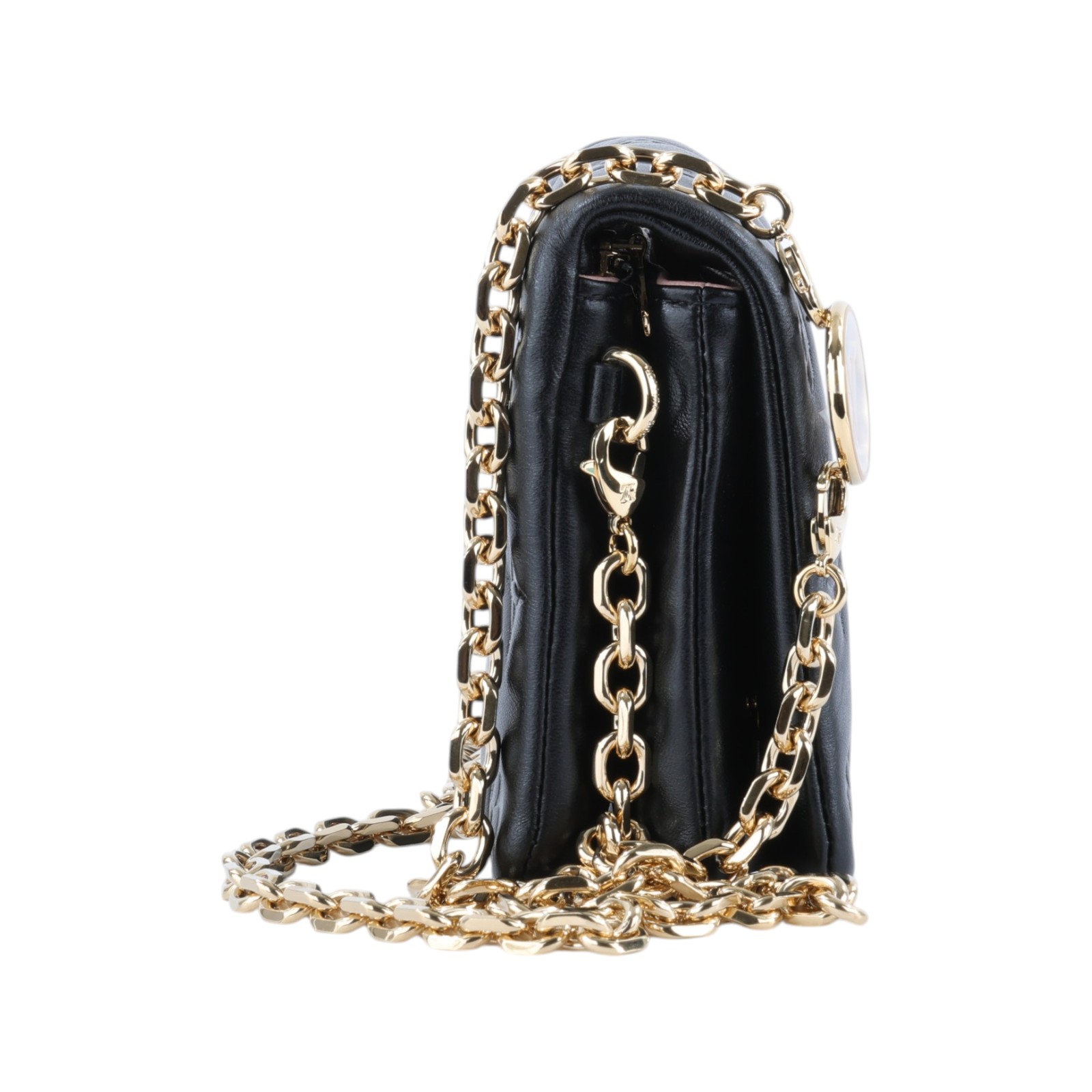 路易威登 LOUIS VUITTON Pochette Coussin 手提 肩背包 壓花 小羊皮 黑色 M82116 晶片款  原廠盒子/防塵袋/金屬背帶/購買證明