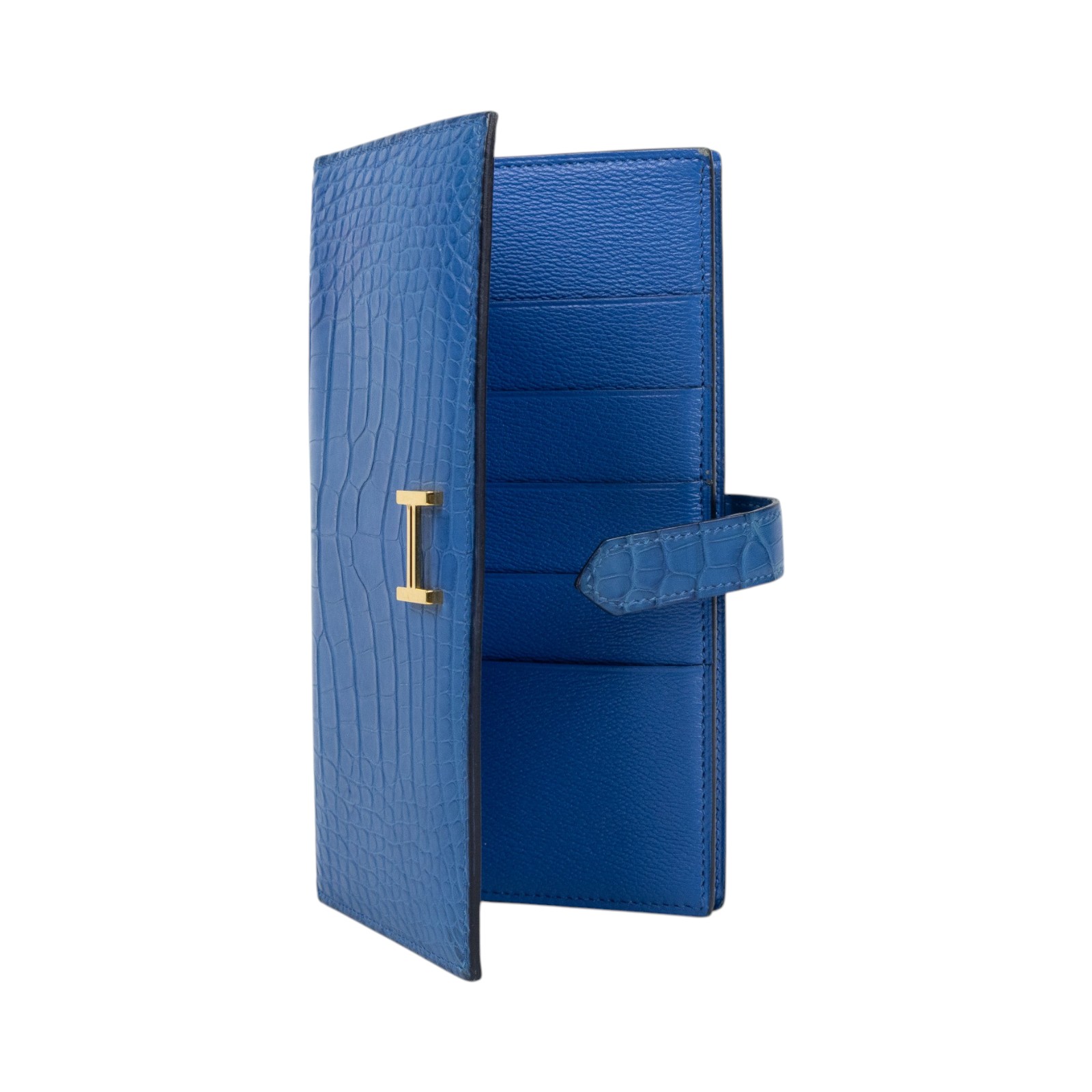 愛馬仕 Hermes Bearn Soufflet 長夾 金色五金 馬賽克藍色 H048601CCI7 /Z PN 006 PY  原廠盒子/購買證明/瀕臨絕種野生動植物國際貿易公約