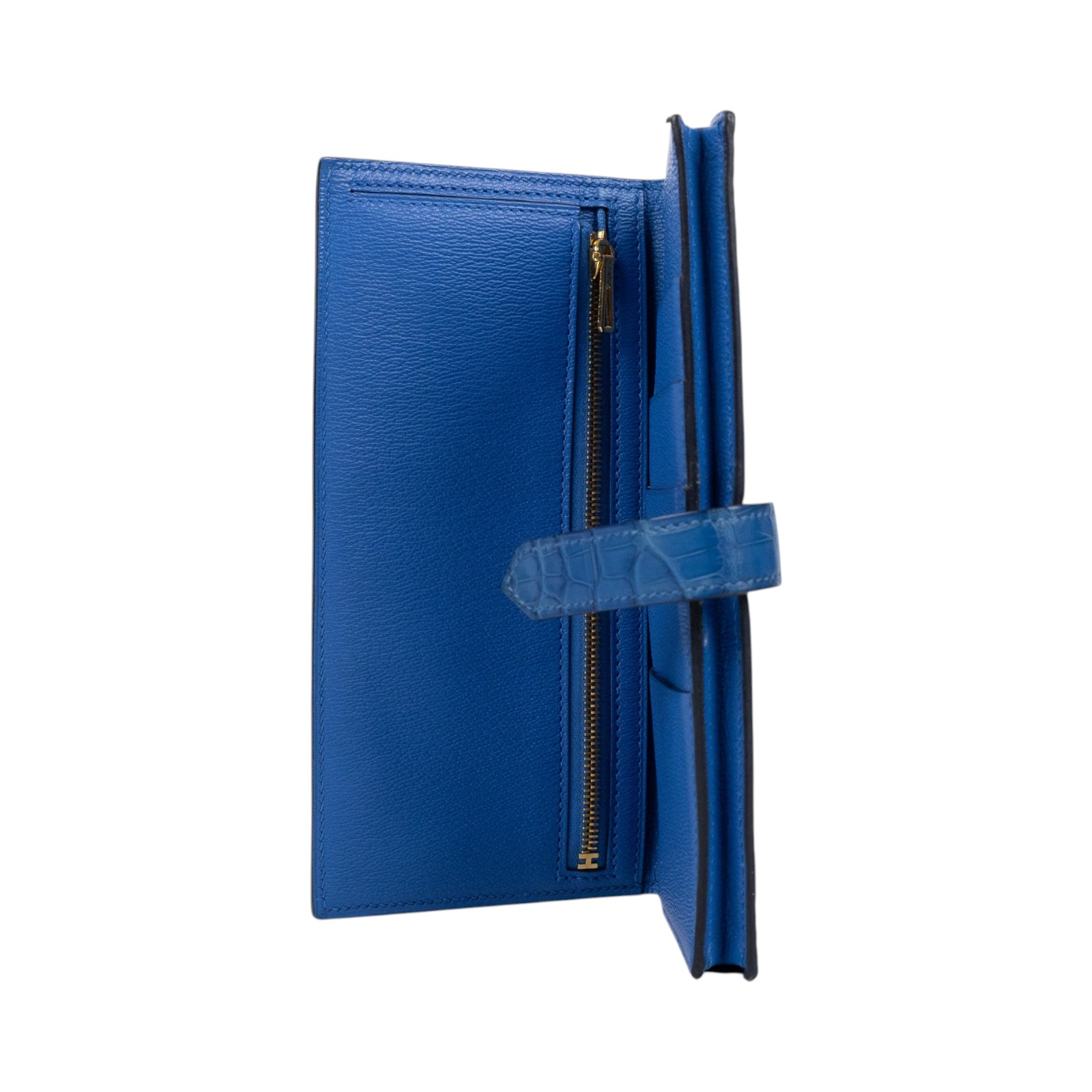 愛馬仕 Hermes Bearn Soufflet 長夾 金色五金 馬賽克藍色 H048601CCI7 /Z PN 006 PY  原廠盒子/購買證明/瀕臨絕種野生動植物國際貿易公約