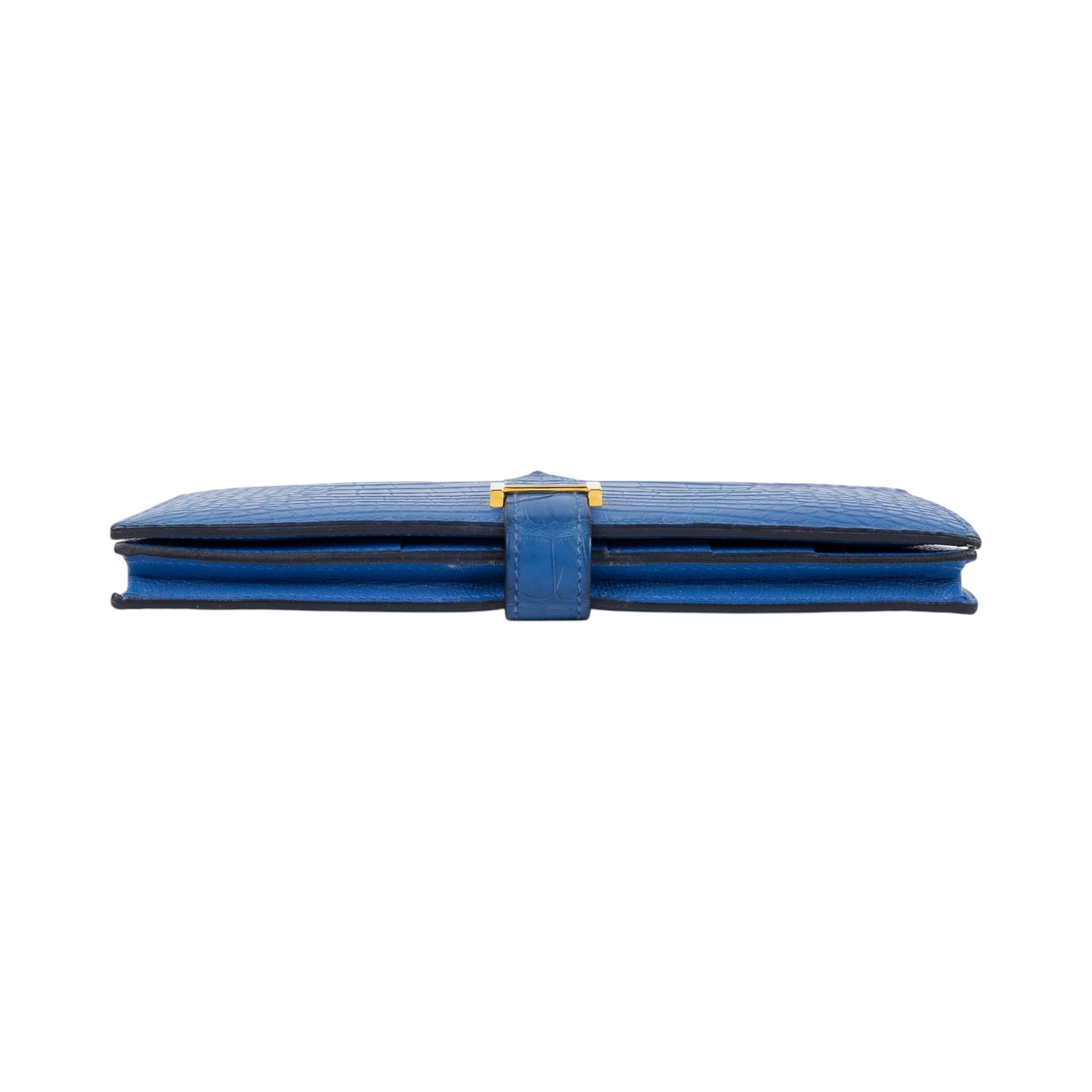 愛馬仕 Hermes Bearn Soufflet 長夾 金色五金 馬賽克藍色 H048601CCI7 /Z PN 006 PY  原廠盒子/購買證明/瀕臨絕種野生動植物國際貿易公約