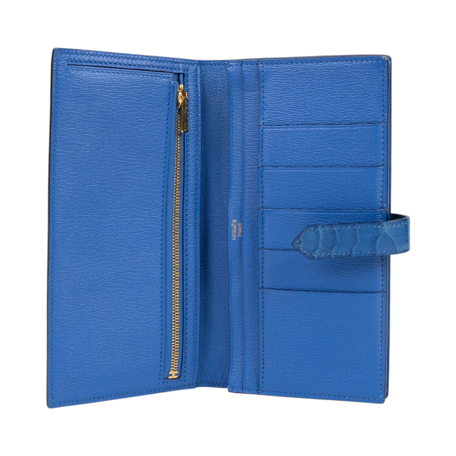 愛馬仕 Hermes Bearn Soufflet 長夾 金色五金 馬賽克藍色 H048601CCI7 /Z PN 006 PY  原廠盒子/購買證明/瀕臨絕種野生動植物國際貿易公約