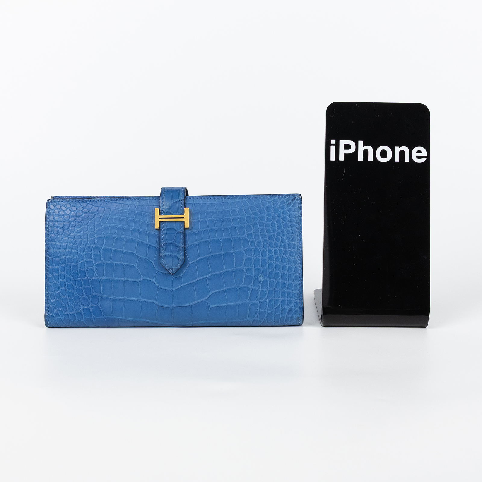 愛馬仕 Hermes Bearn Soufflet 長夾 金色五金 馬賽克藍色 H048601CCI7 /Z PN 006 PY  原廠盒子/購買證明/瀕臨絕種野生動植物國際貿易公約